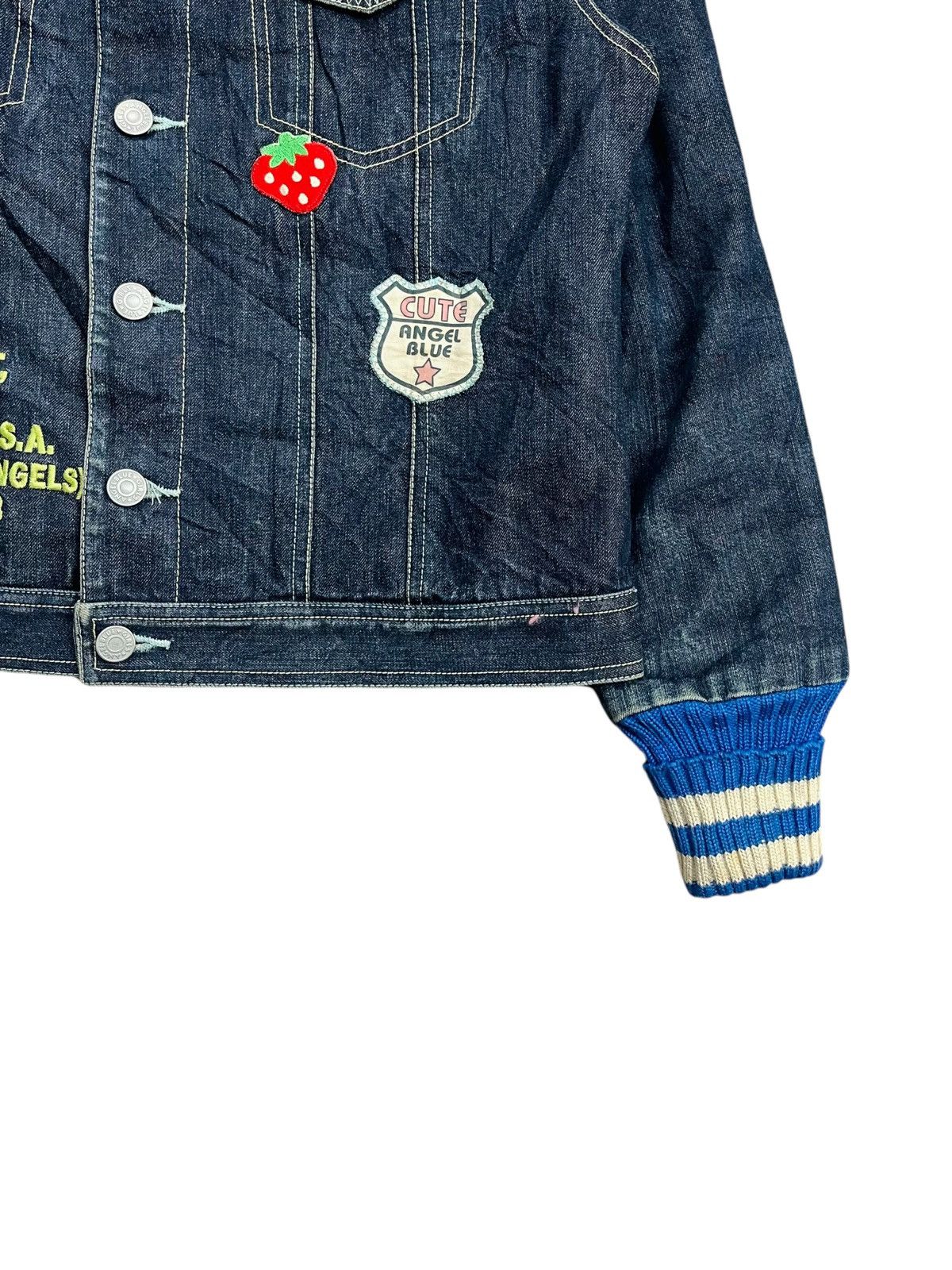 Angel Blue 2000s Angel Blue - Hybrid Knitted & Denim Jacket Size L / US 10 / IT 46 - 10 Thumbnail