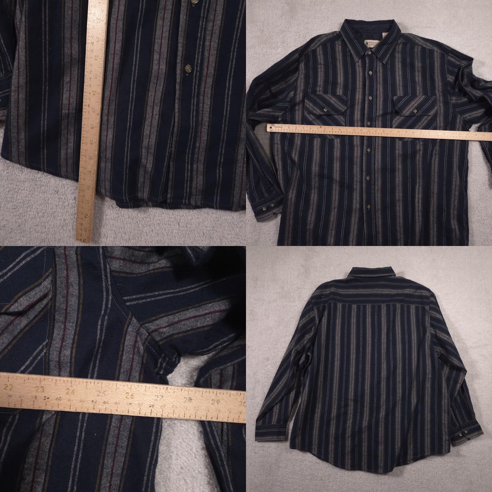 Vintage Northwest Territory Shirt Mens 2XL Blue Stripe Lined Flannel Button Long Sleeve Size US XXL / EU 58 / 5 - 8 Thumbnail