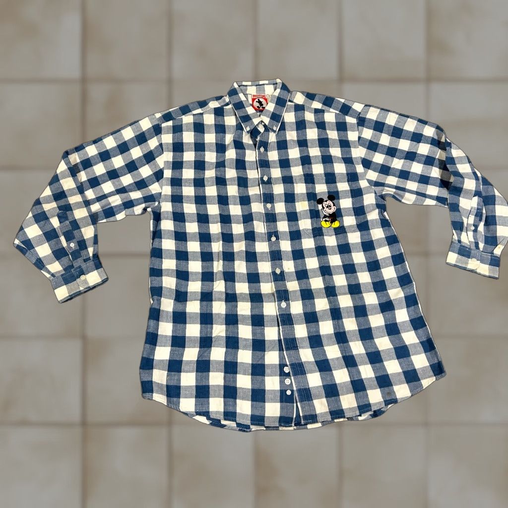 Disney VINTAGE Mickey Inc button-up shirt Mens Large blue white plaid Disney Mickey Mouse Shirt Regular Mens L Blue Plaid Button-Down 3-4 season Size US L / EU 52-54 / 3 - 1 Thumbnail