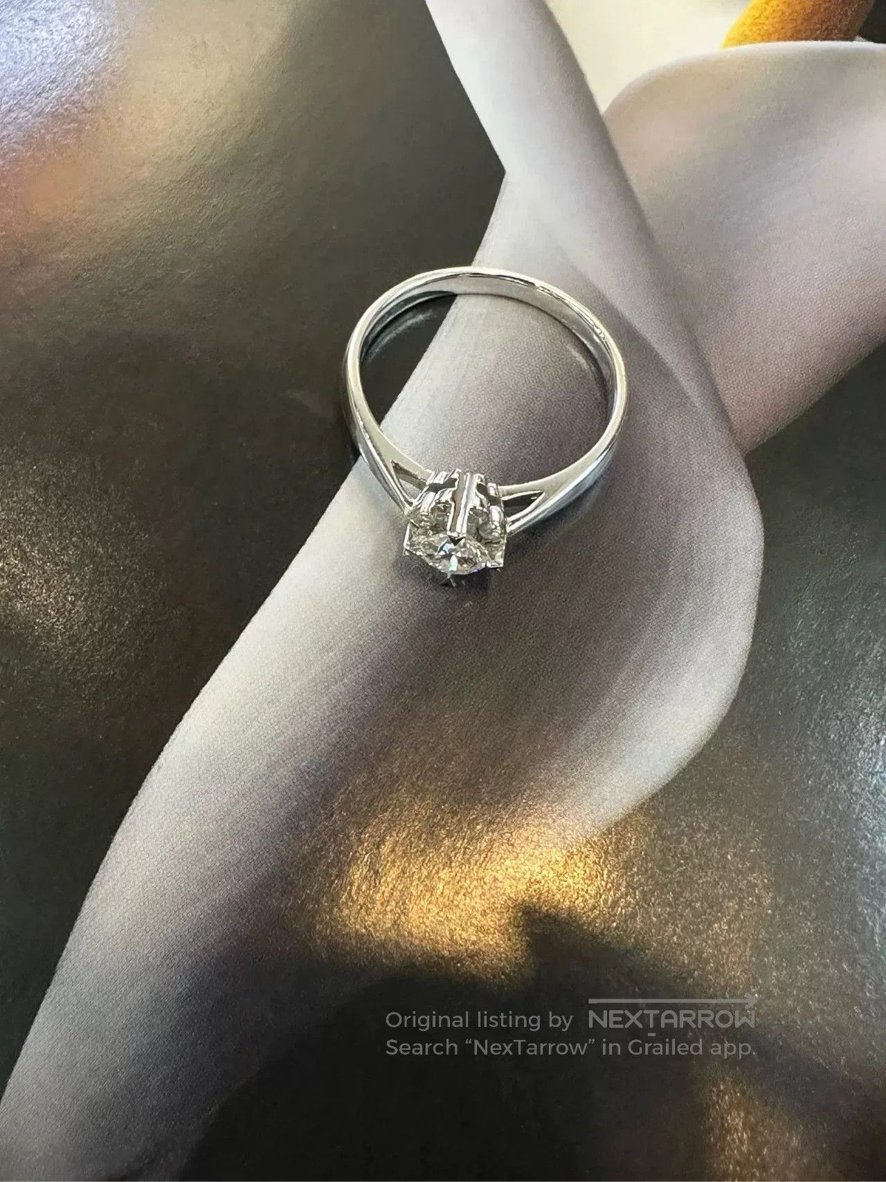 Japanese Brand Platinum Diamond Ring with Main & Side Stones. Size ONE SIZE - 1 Thumbnail