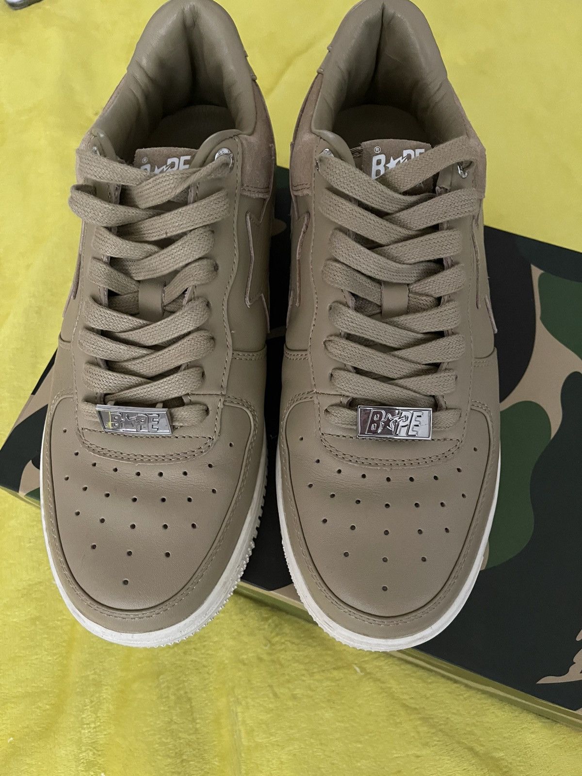 Bape A Bathing Ape Bapesta Suede Heel Beige Size US 9.5 / EU 42-43 - 9 Thumbnail