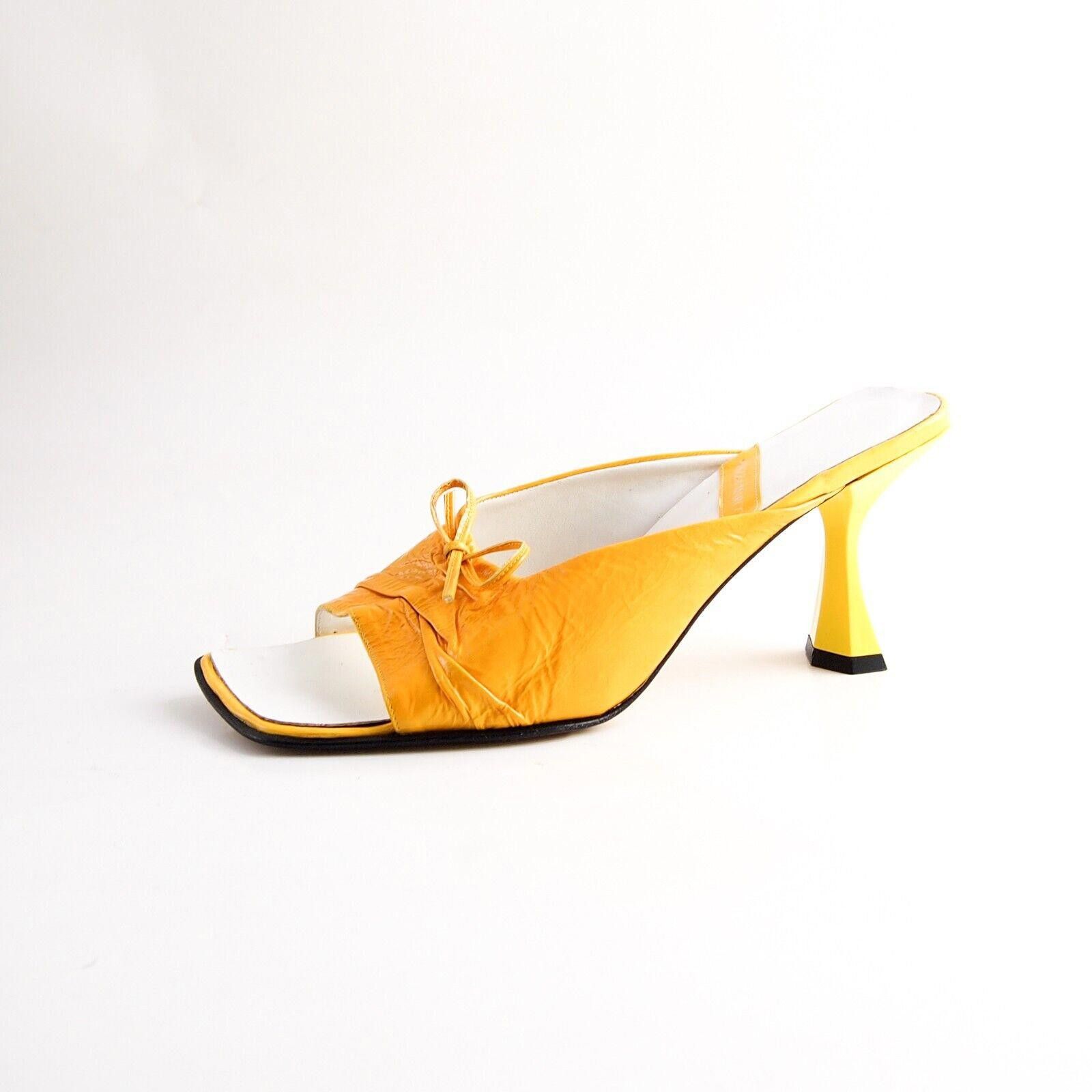 Piazza Marconi Mules Square Toe Yellow Pat Leath US 8 EU 38