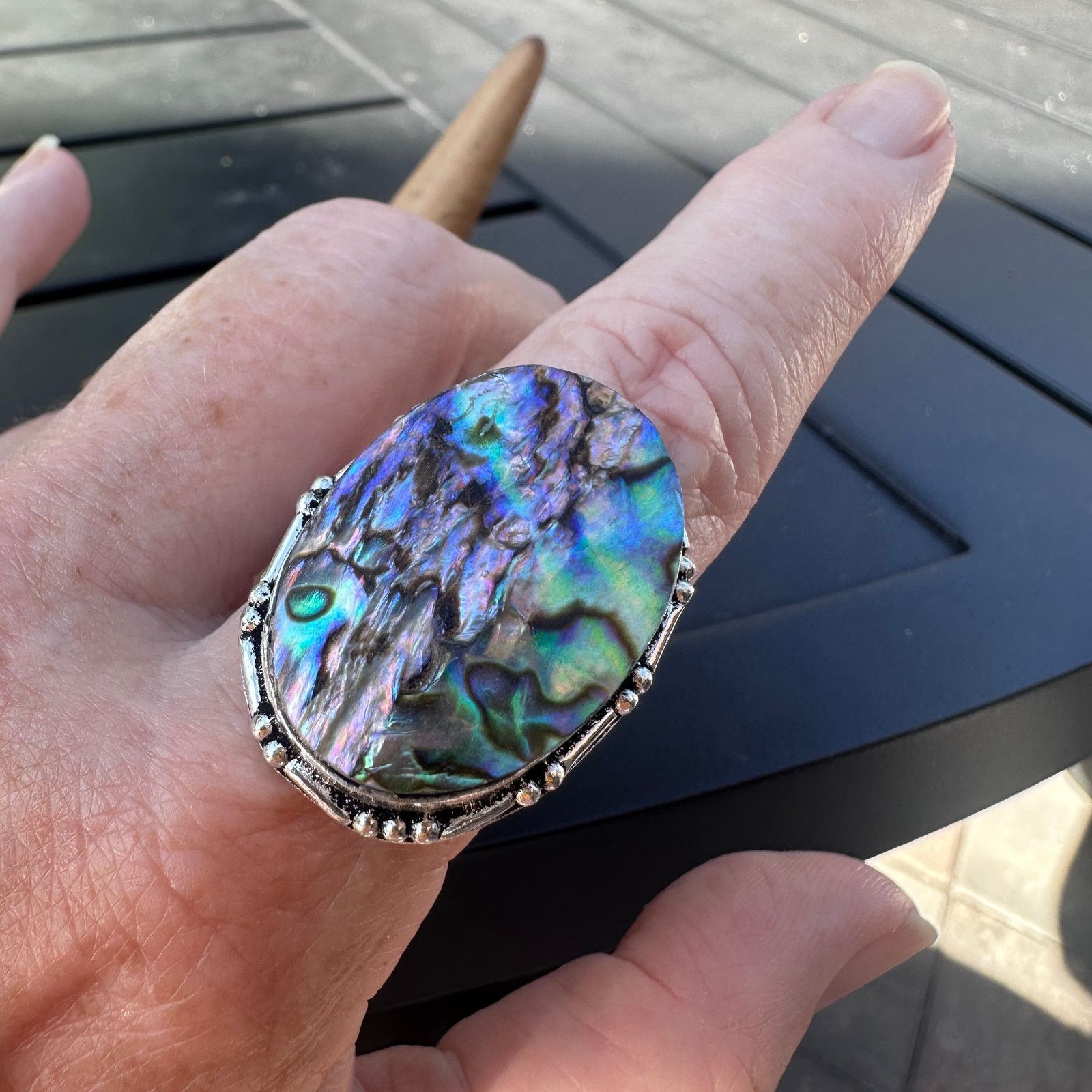 The Unbranded Brand Abalone Silver Ring Size 10.5 Size ONE SIZE - 2 Thumbnail