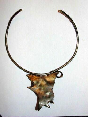 Designer Brass Sculpted Rock Quartz Crystal Necklace Collar Size ONE SIZE - 4 Thumbnail