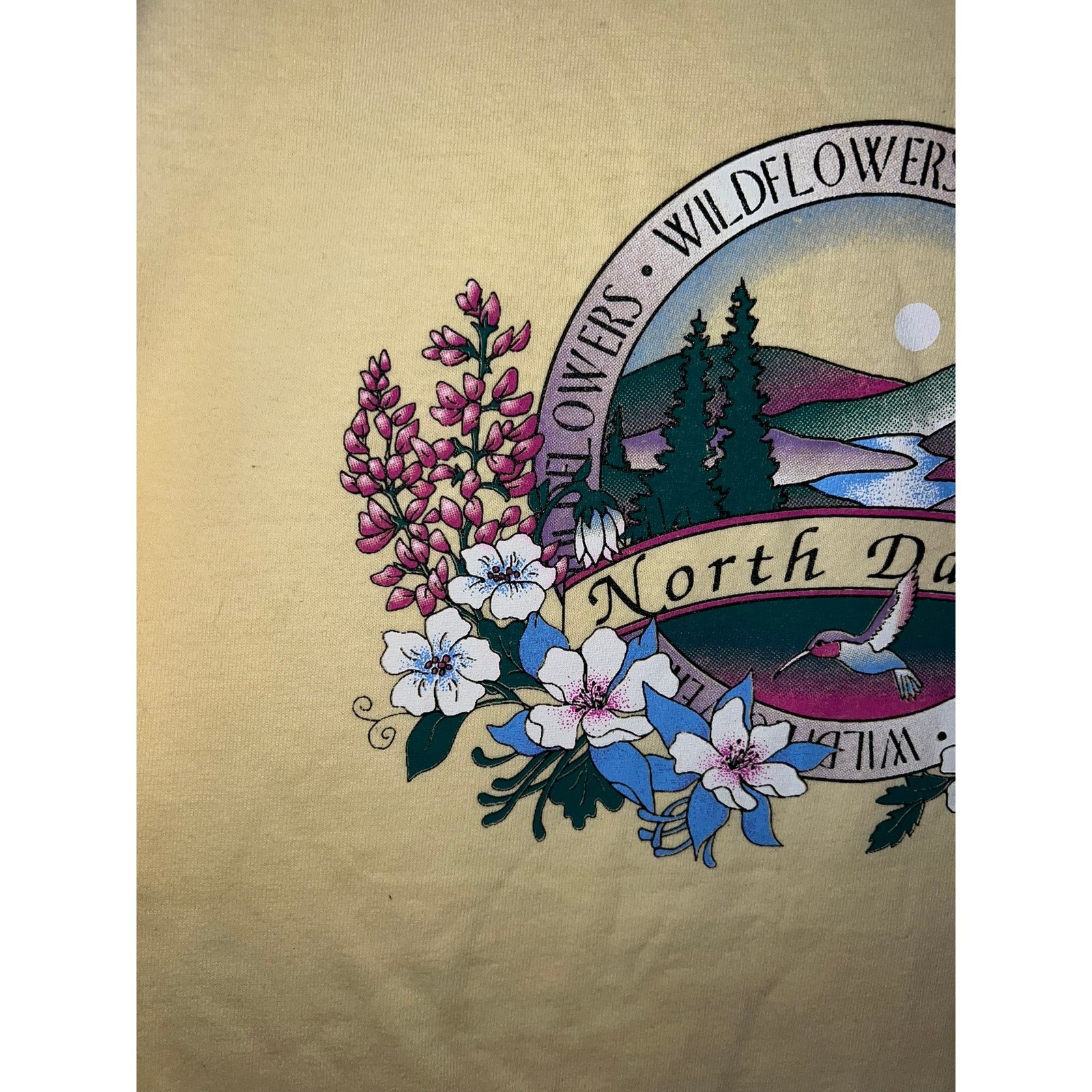 Jerzees Vintage North Dakota Shirt Tee Wildflowers Yellow 90s VTG L Size US L / EU 52-54 / 3 - 2 Thumbnail