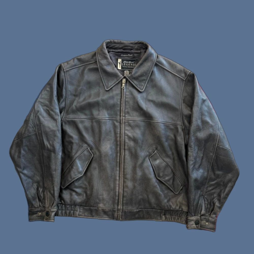 Eddie Bauer VINTAGE Eddie Bauer Heavy Leather Flight Bomber Jacket L Brown Regular Men Zip Size US L / EU 52-54 / 3 - 1 Thumbnail