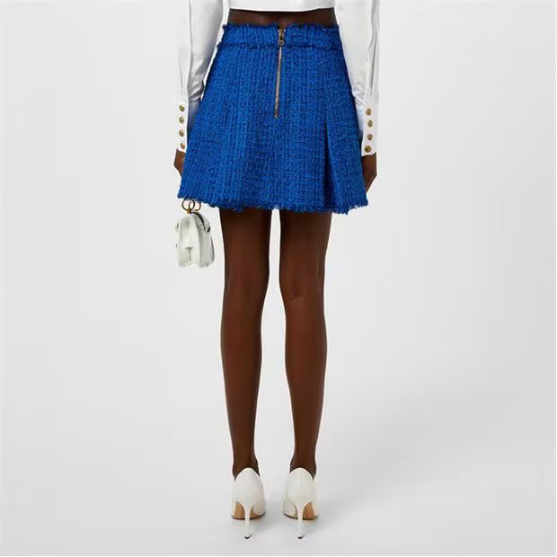 Balmain o1g2r1mq0924 Mini Skirt in Blue Size 31" - 6 Thumbnail