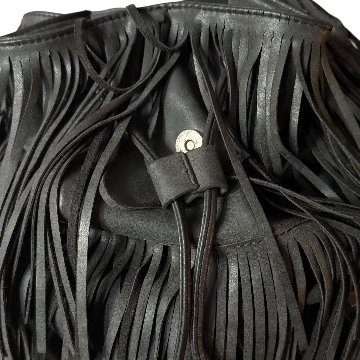 Other Expressions NYC gray vegan leather fringe backpack bag Size ONE SIZE - 7 Thumbnail