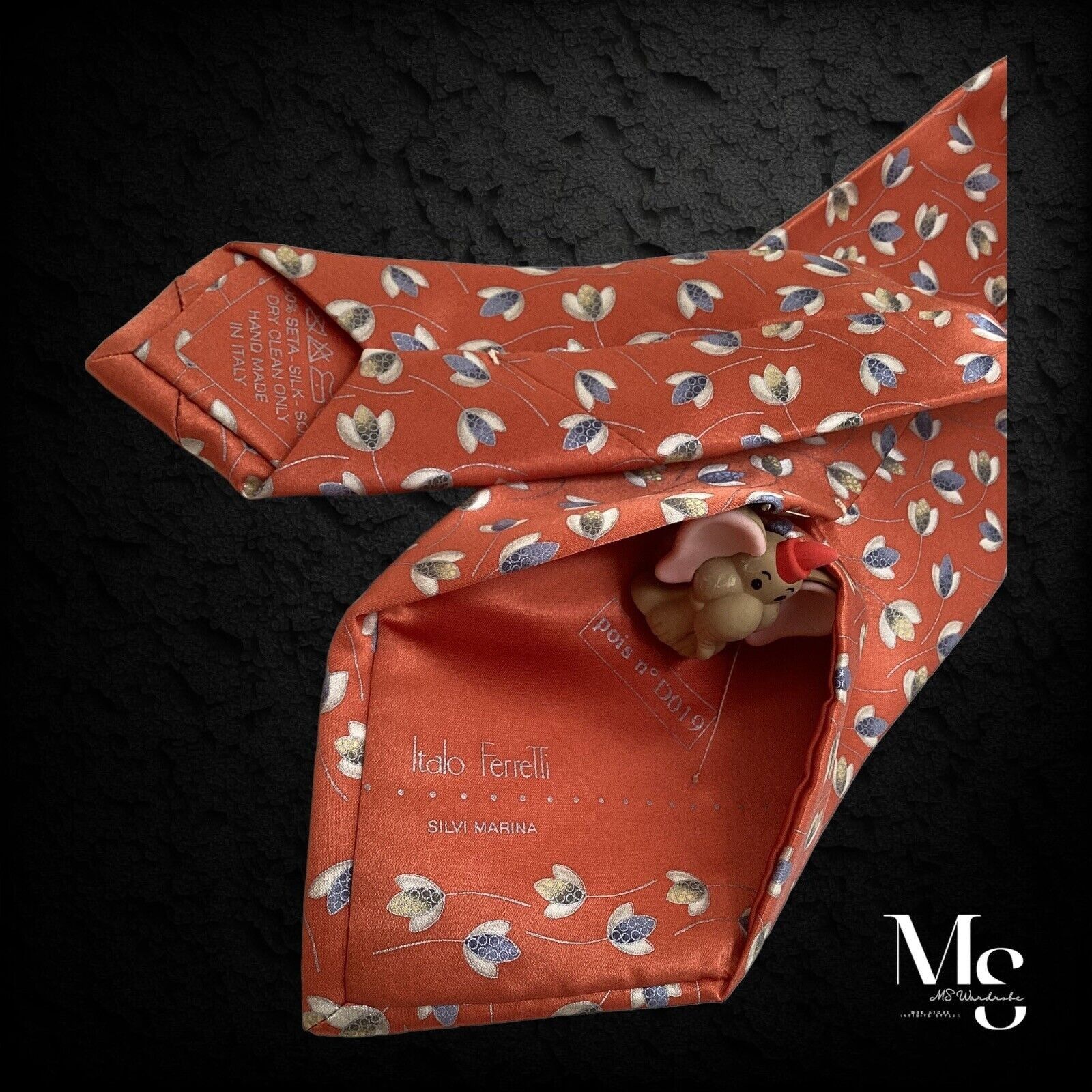 Other ITALO FERRETTI Orange Floral Silk Tie Hand Made In Italy Size ONE SIZE - 5 Thumbnail