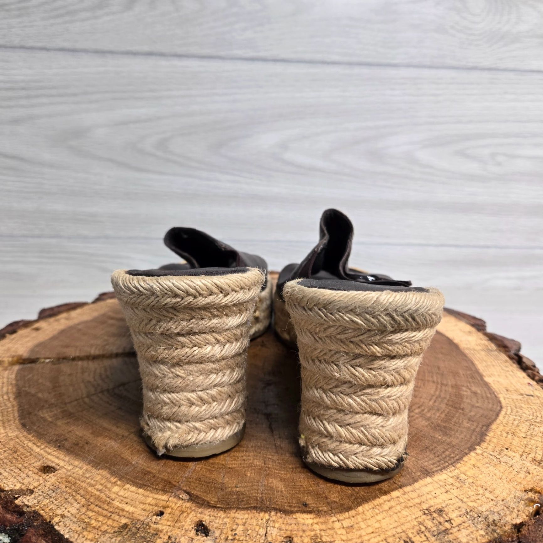Nine West Nine West Black Canvas Rope Trim Wedges Heels Adult Women's 10 M Mule Canvas Upper Rope 1" Low Heel Womens Shoes Size US 10 / IT 40 - 4 Thumbnail