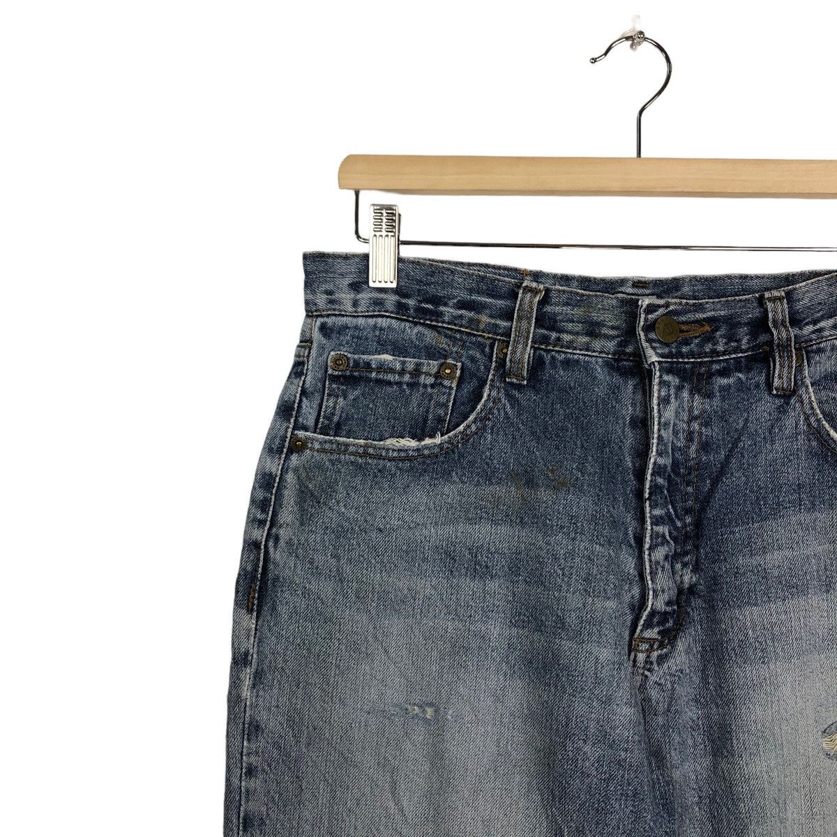 Japanese Brand 🔥90’s VINTAGE HANES DISTRESSED DENIM JEANS LOOSE CUT Size US 29 - 6 Thumbnail