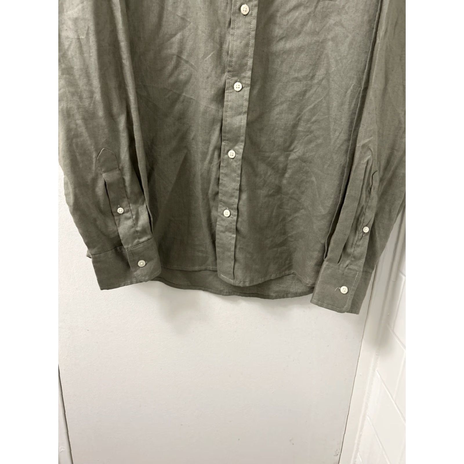 Kenneth Cole Kenneth Cole Shirt Mens Medium Slim Fit Linen Button Down L/S Green Size US M / EU 48-50 / 2 - 3 Thumbnail