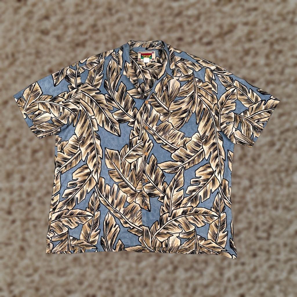 Vintage VINTAGE Banana Jack Shirt Men 2XL Blue Floral Leaf Cotton Hawaiian Size US XXL / EU 58 / 5 - 1 Thumbnail
