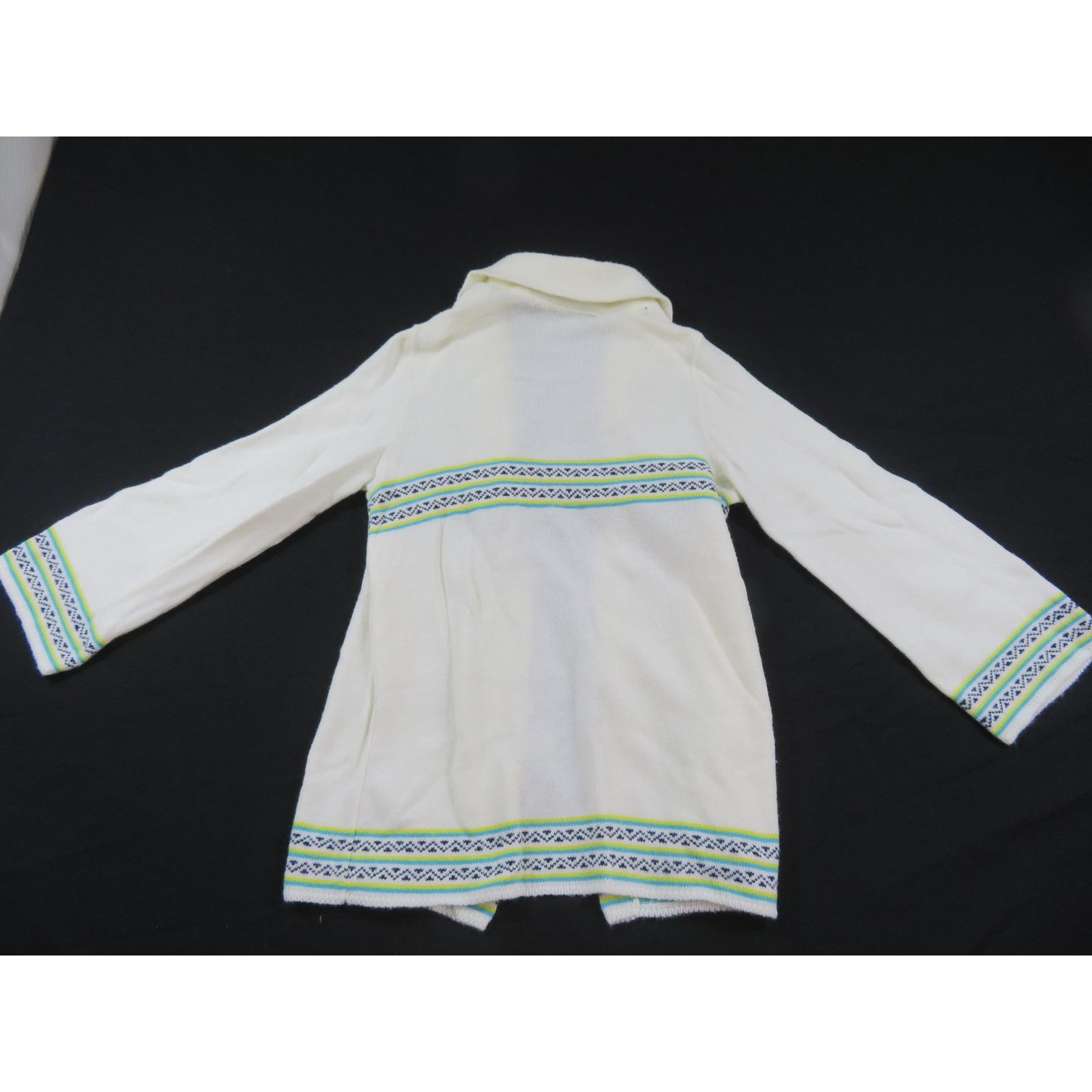 Other Cardigan Shawl Collar Sweater Acryllic White Blue Sz S 1980s Size S / US 4 / IT 40 - 2 Thumbnail
