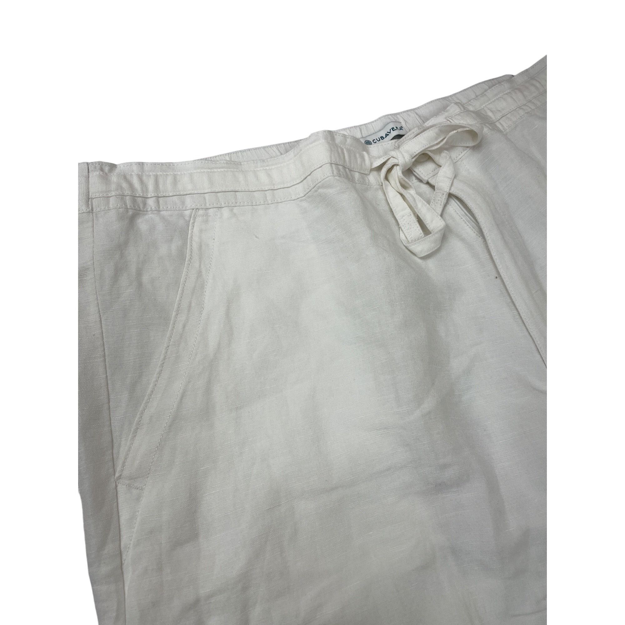 Cubavera Cubavera Womens white linen Blend Drawstring Wide Leg Pants Size 24" / US 00 / IT 34 - 2 Thumbnail