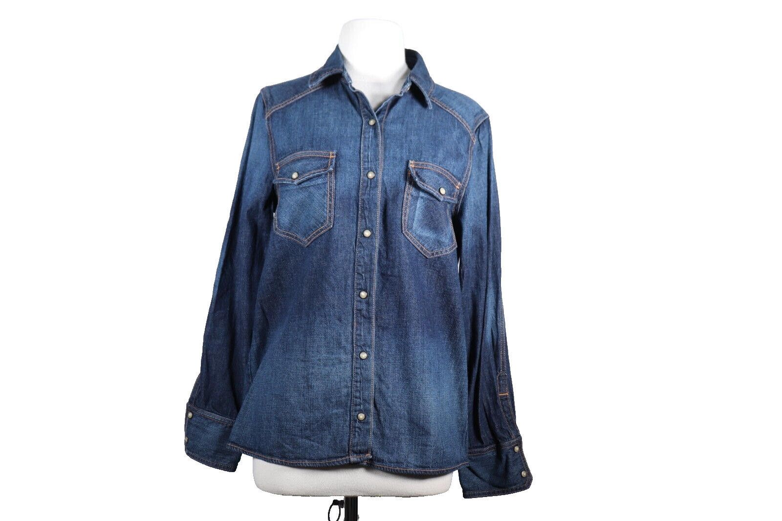 Rag & Bone Rag & Bone Womens Medium Blue Denim Shirt Snap Button Blouse Size M / US 6-8 / IT 42-44 - 6 Thumbnail