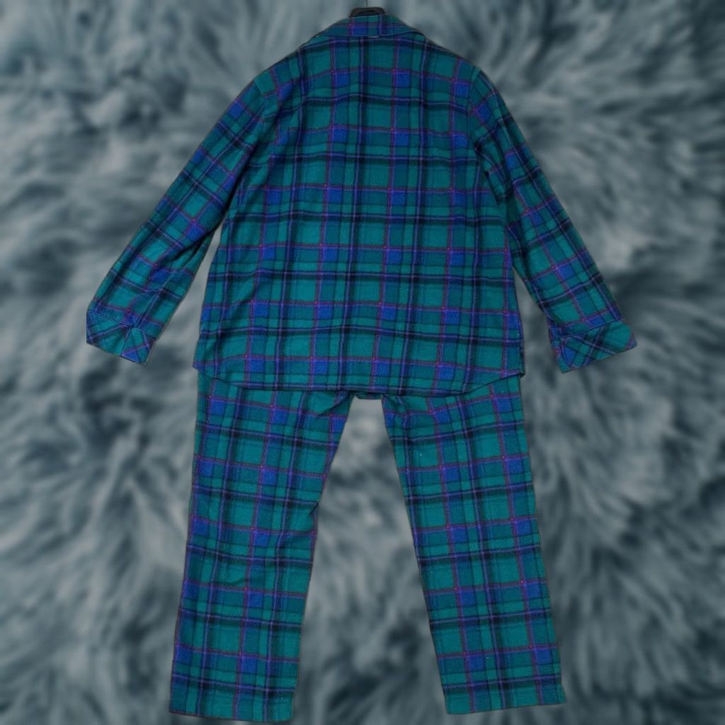 Ralph Lauren Ralph Lauren Women Pajama Set XL Fleece Green Plaid Lounge See Lint Pattern Size 40" / US 18 - 1 Thumbnail