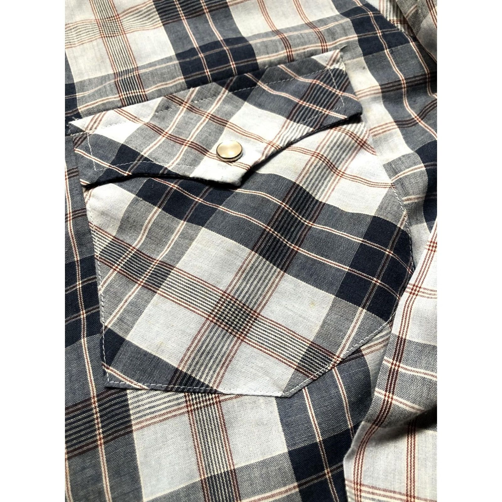 Saturdays NYC VINTAGE Saturdays Western Shirt Mens Large Blue Plaid Pearl Snap Long Sleeve 70s Size US L / EU 52-54 / 3 - 6 Thumbnail