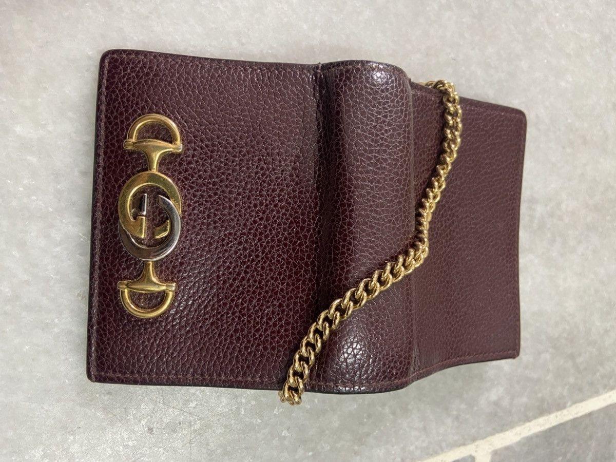 Gucci Gucci Zumi Leather Gold Chain Bi-Fold Mini Wallet Size ONE SIZE - 6 Thumbnail
