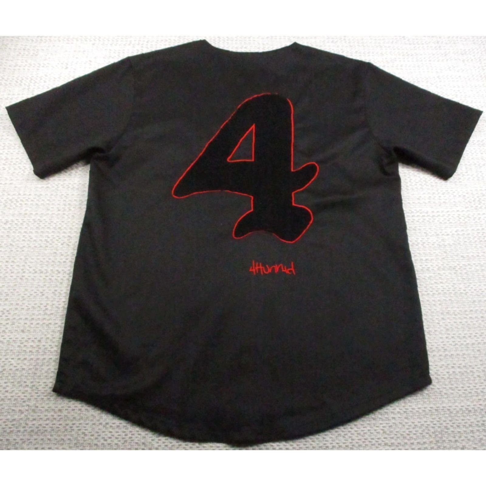 Vintage 4Hunnid Baseball Jersey Shirt Mens M Black World Championship 2019 Button V-Neck Short Sleeve Embroidered Graphic Print Sports Men Size US M / EU 48-50 / 2 - 2 Thumbnail
