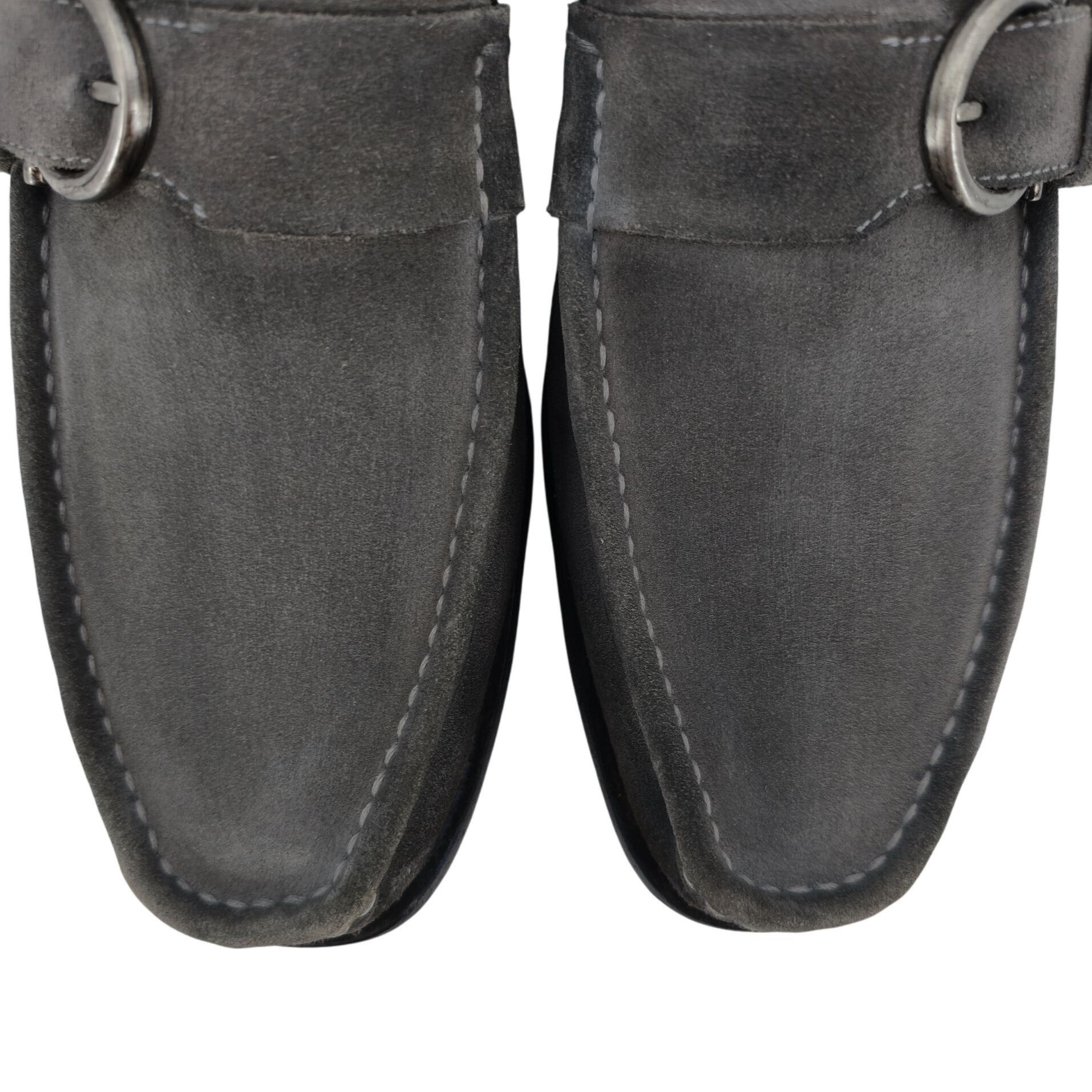 Salvatore Ferragamo Salvatore Ferragamo Italy Gray Suede Buckle Moccasin Loafers Size US 9.5 / EU 42-43 - 11 Thumbnail