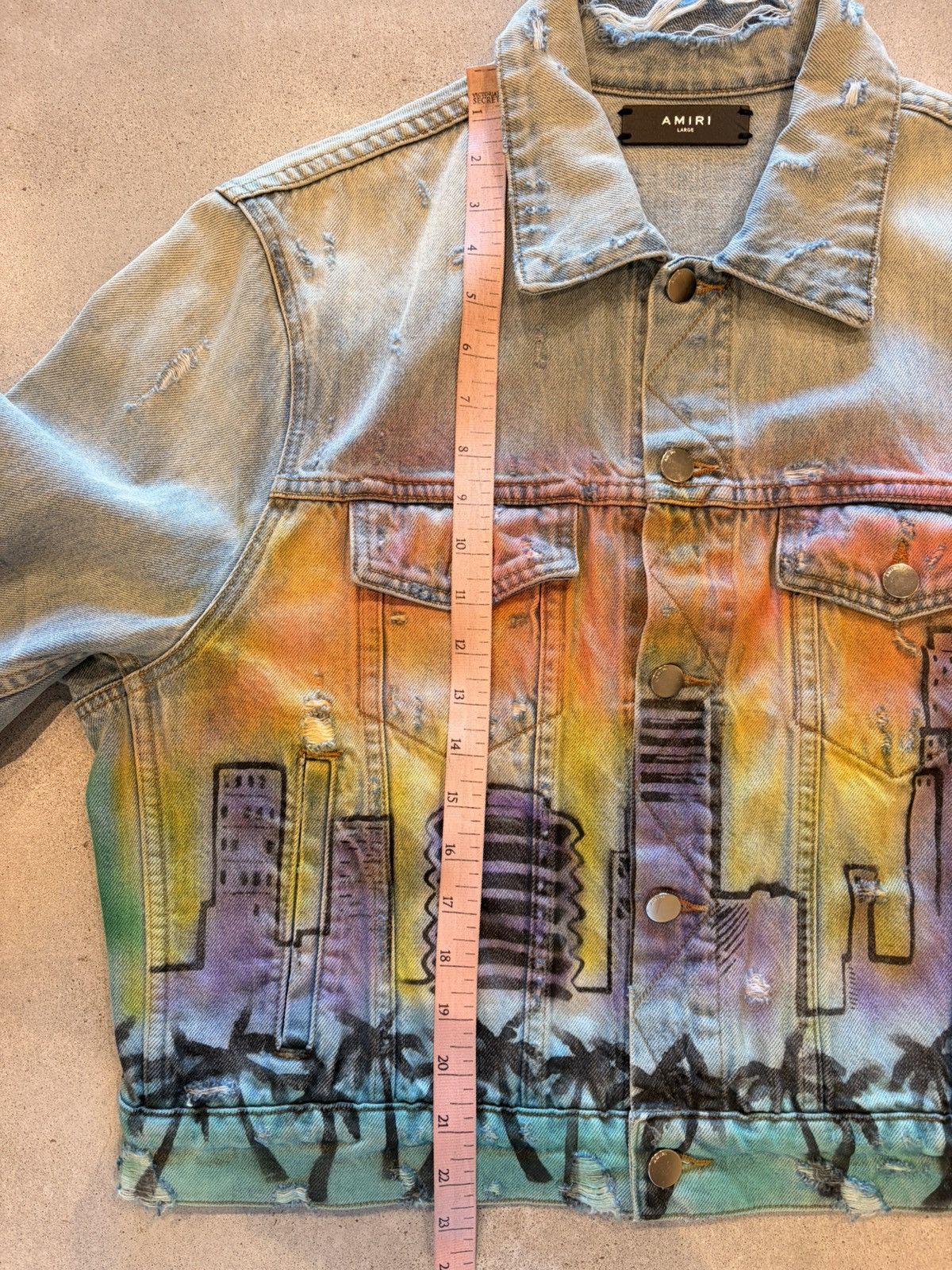 Amiri Amiri Los Angeles Indigo Denim Airbrush "Hollywood" Jacket Size L / US 10 / IT 46 - 10 Thumbnail