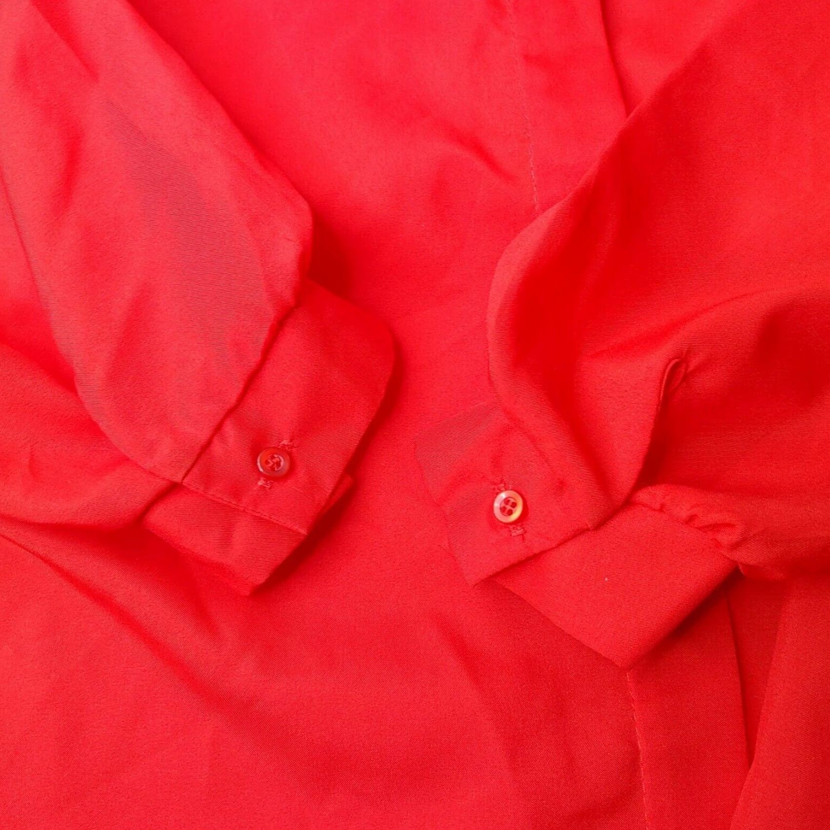 Vintage VINTAGE Jessica Michelle Blouse Large Button Down Long Sleeve High Neck Red Size L / US 10 / IT 46 - 4 Thumbnail