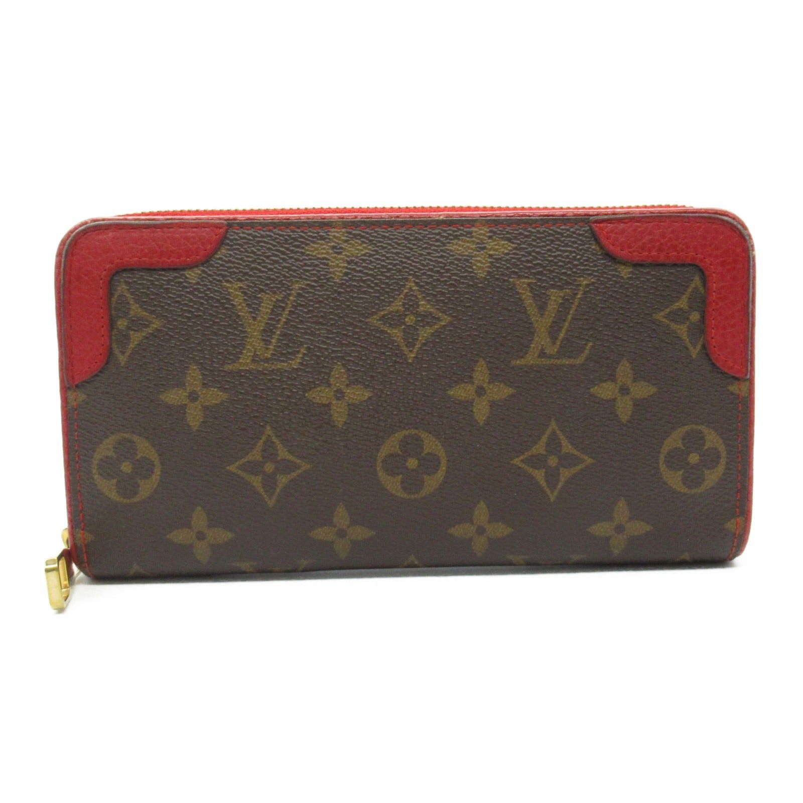 Louis Vuitton Louis Vuitton Zippy Wallet Round Long Zipper Coated Canvas Leather Monogram Brown Red Cerise Size ONE SIZE - 1 Thumbnail
