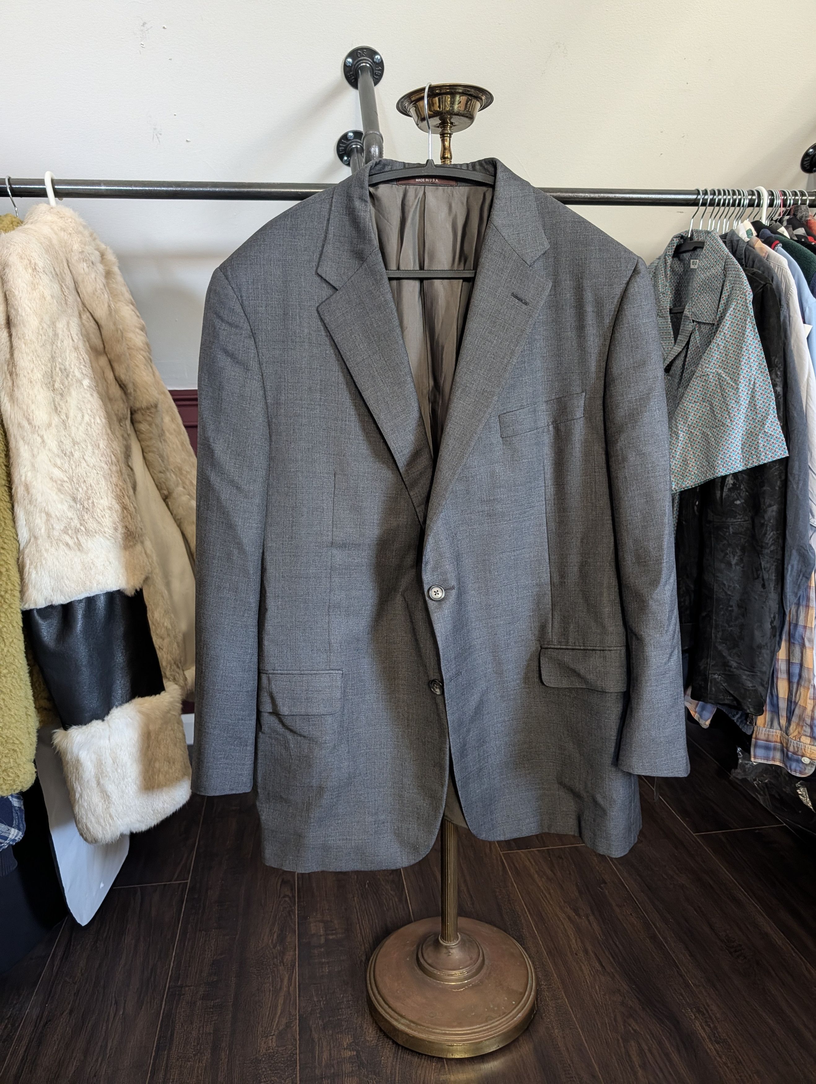 Hickey Freeman LORO PIANA 2pc Super 150s Worsted Wool gray suit Size 46R - 2 Thumbnail