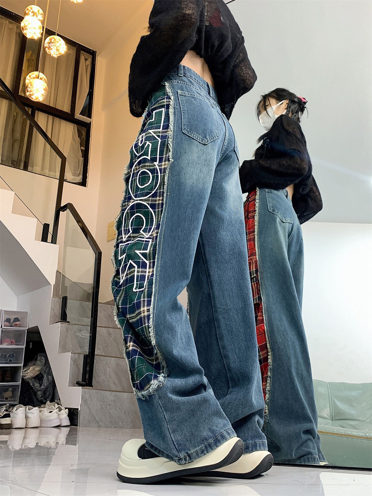 Japanese Brand × Jean High Street Splicing Letter Jeans Size US 30 / EU 46 - 4 Thumbnail