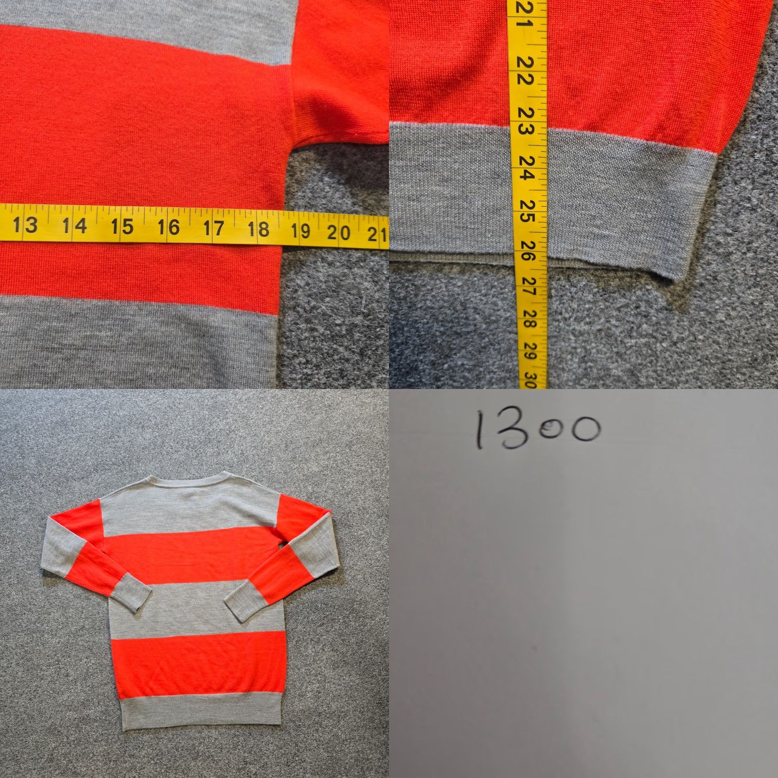 J.Crew J.CREW Sweater Womens Small Orange Gray Rugby Striped Merino Wool Classic Casual Pullover Knit Crew Neck Long Sleeve Wool Winter Fall Size S / US 4 / IT 40 - 8 Thumbnail