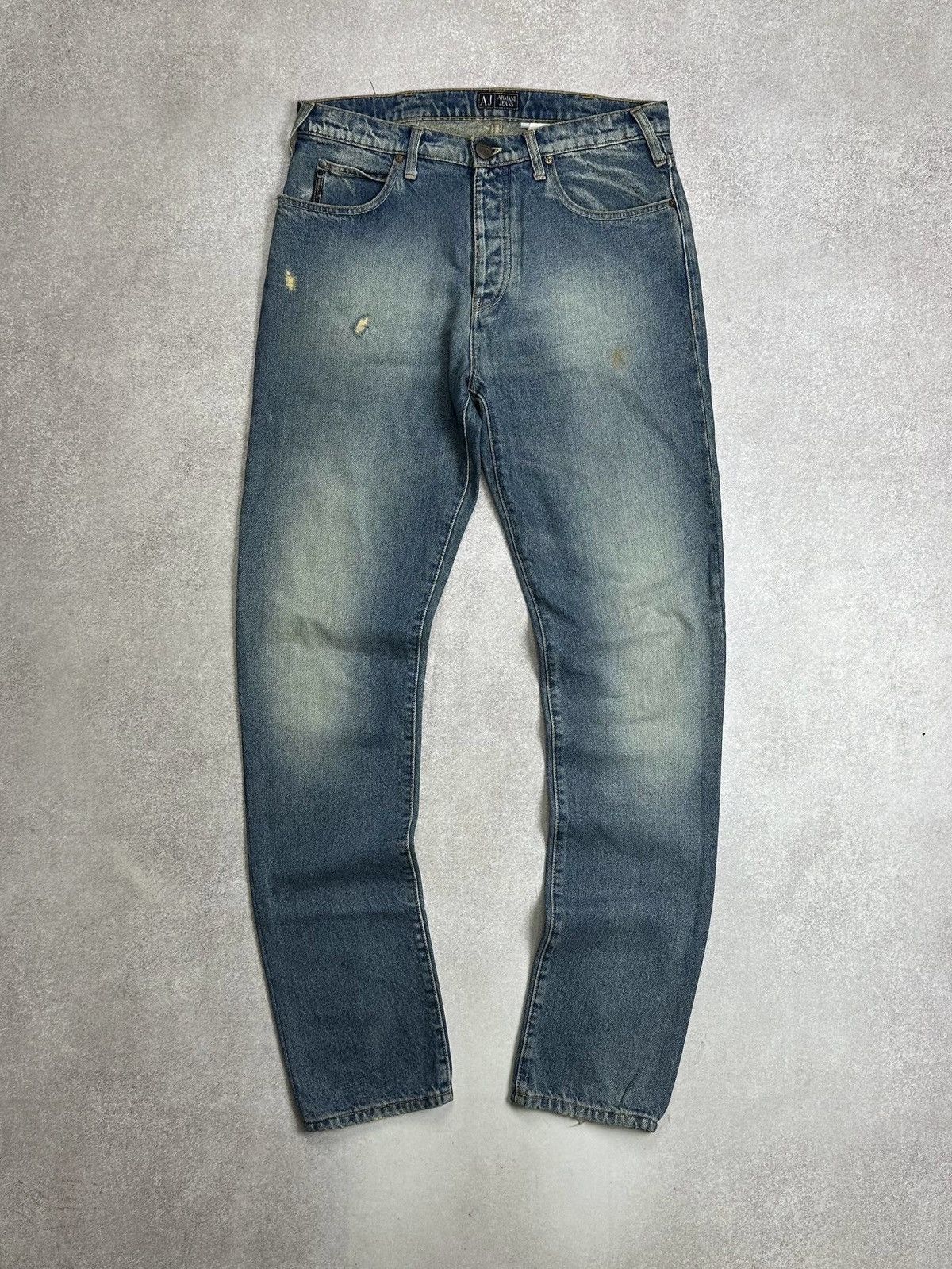 Emporio Armani Vintage Armani Metal Logo Baggy Denim Jeans Pants Rare 33 Size US 33 - 4 Thumbnail