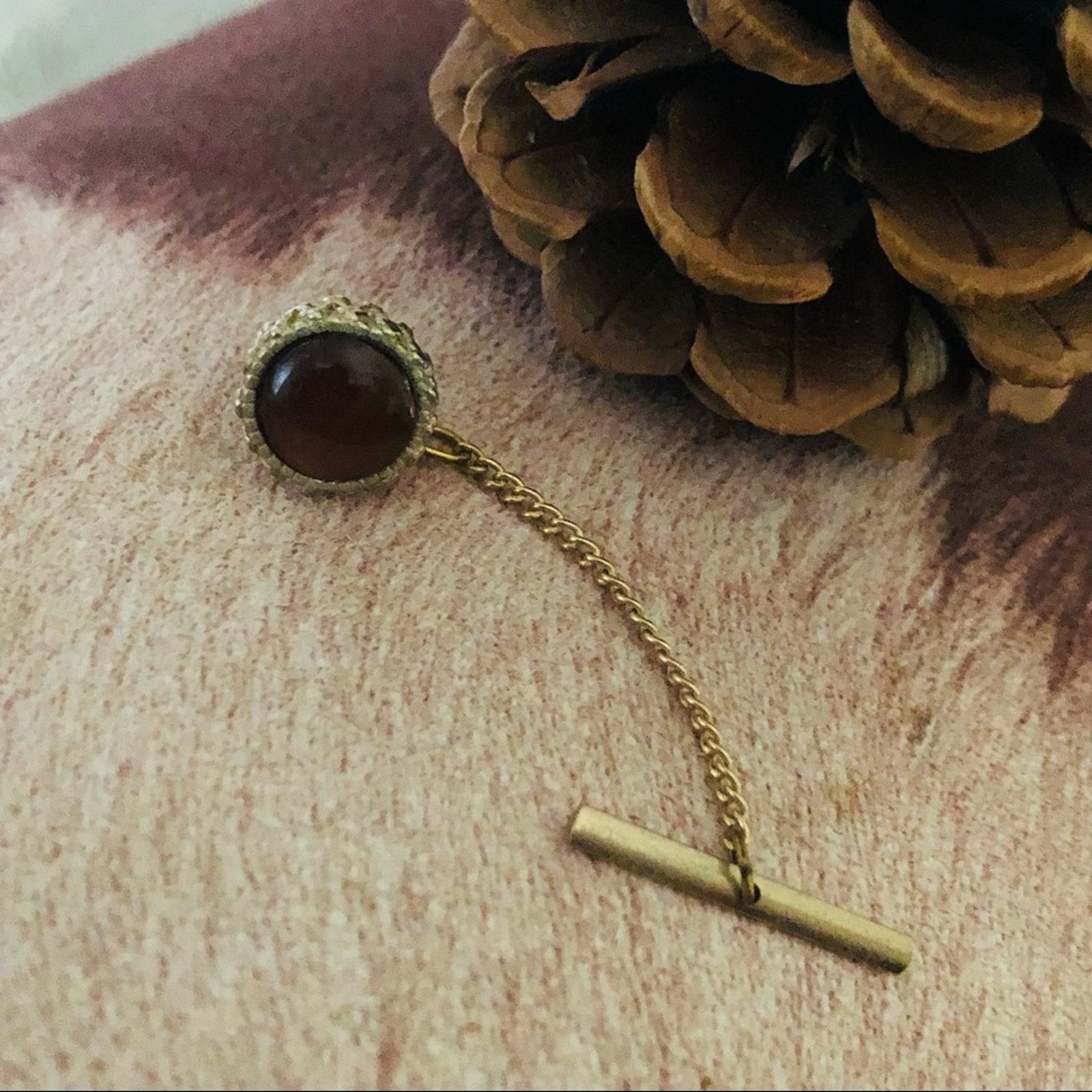 Vintage Vintage men’s dark moon glow tie pin with chain Size ONE SIZE - 2 Thumbnail