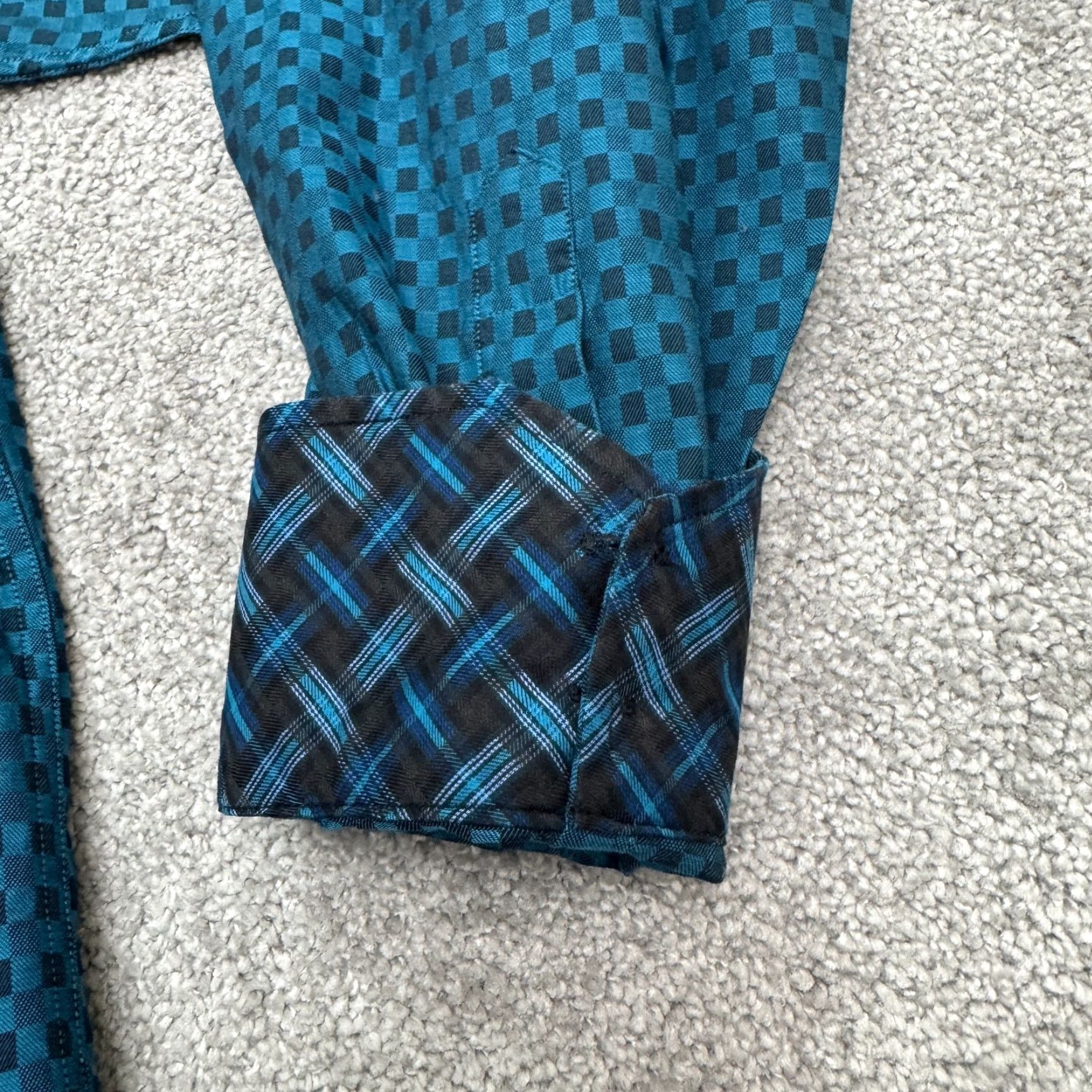 Neiman Marcus Neiman Marcus Shirt Adult Large Blue Check Cotton Button-Down Flip Cuff Regular Fit Preppy Classic Mens Size US L / EU 52-54 / 3 - 6 Thumbnail