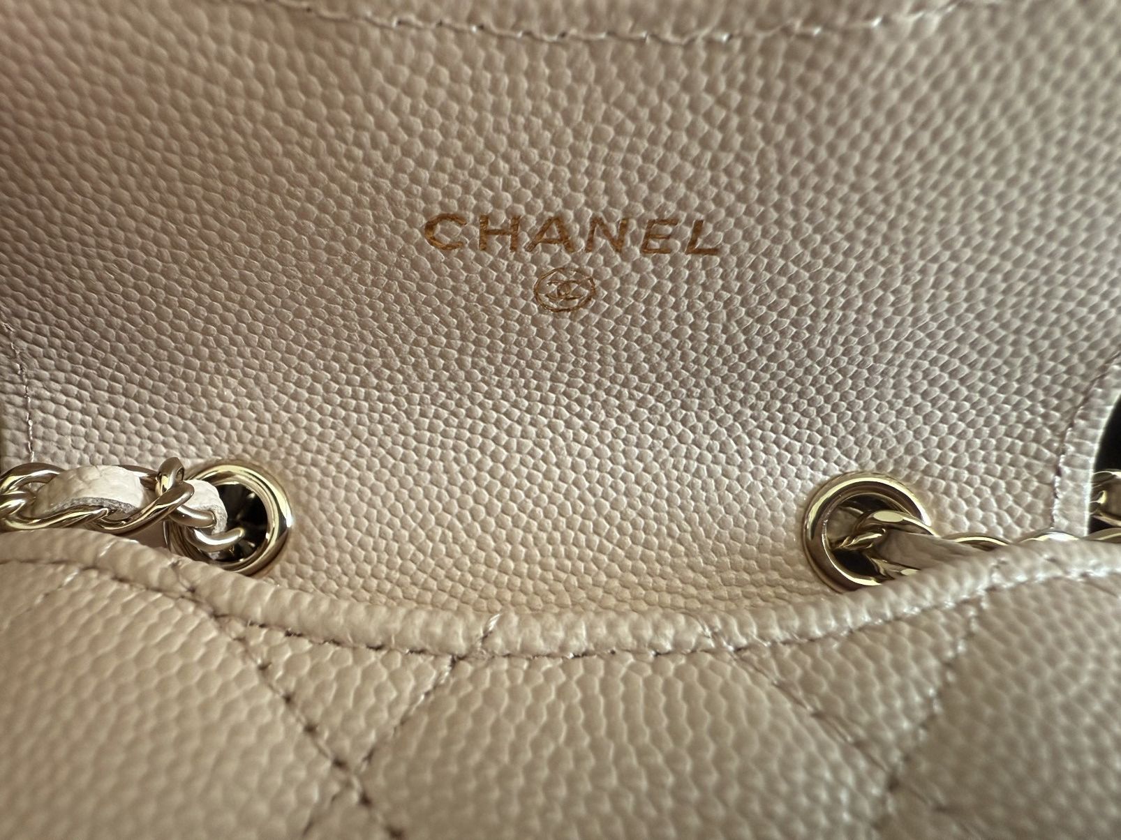 Chanel Caviar Quilted Mini Chain Belt Bag Light Beige