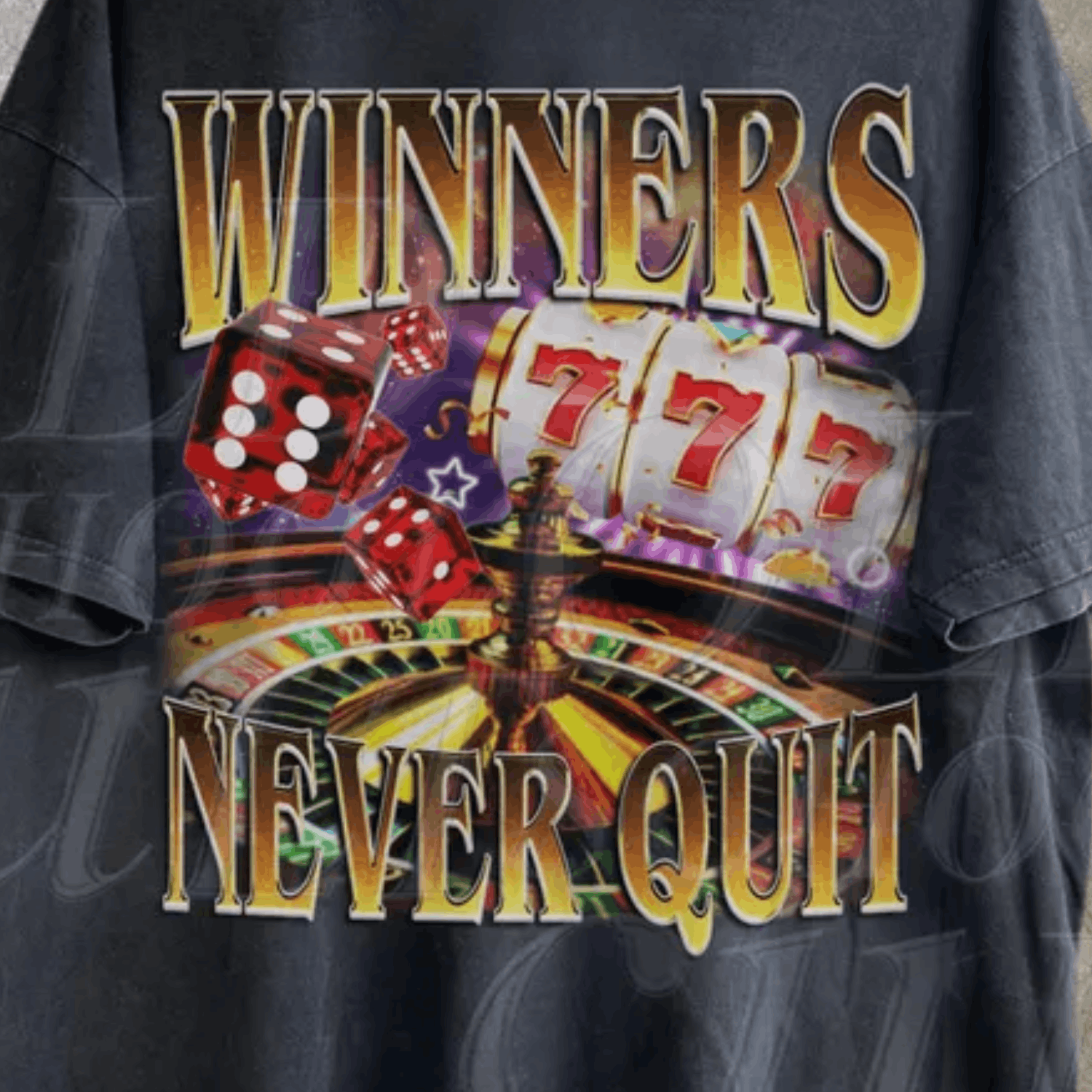 Designer Winners Never Quit Funny Gambling shirt,Retro Unhinged Shirt Size US M / EU 48-50 / 2 - 2 Thumbnail