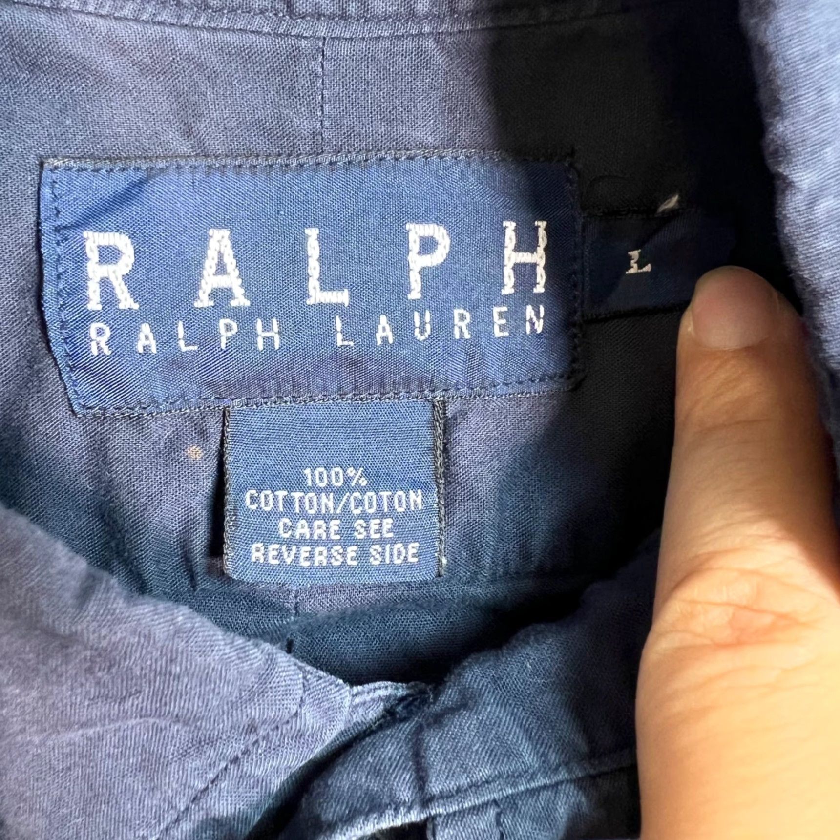 Ralph Lauren Ralph Lauren Mens Button-Down Shirt Navy Blue White Stripe L Large Casual Cotton Button-Up Collar-Down Mens Mens Size US L / EU 52-54 / 3 - 3 Thumbnail