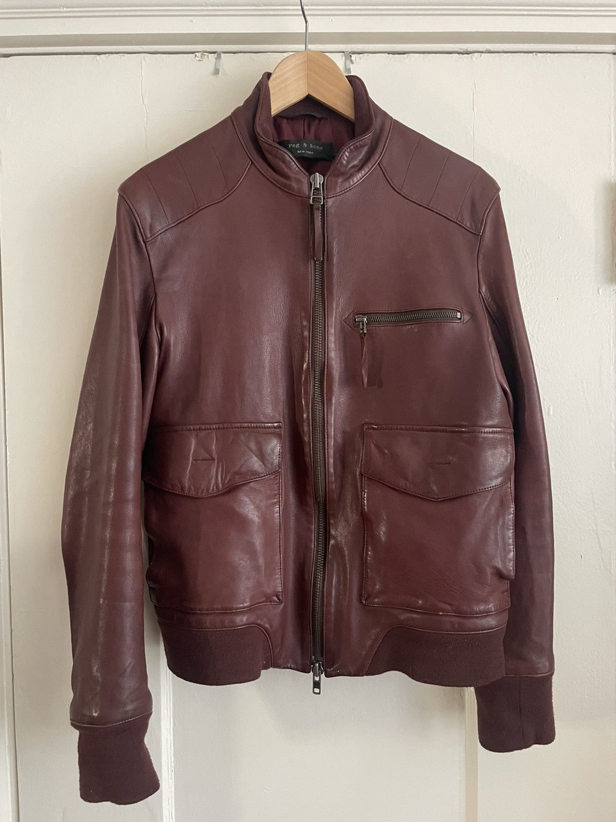 Rag & Bone Rag & Bone Leather Bomber Jacket Size US M / EU 48-50 / 2 - 2 Thumbnail
