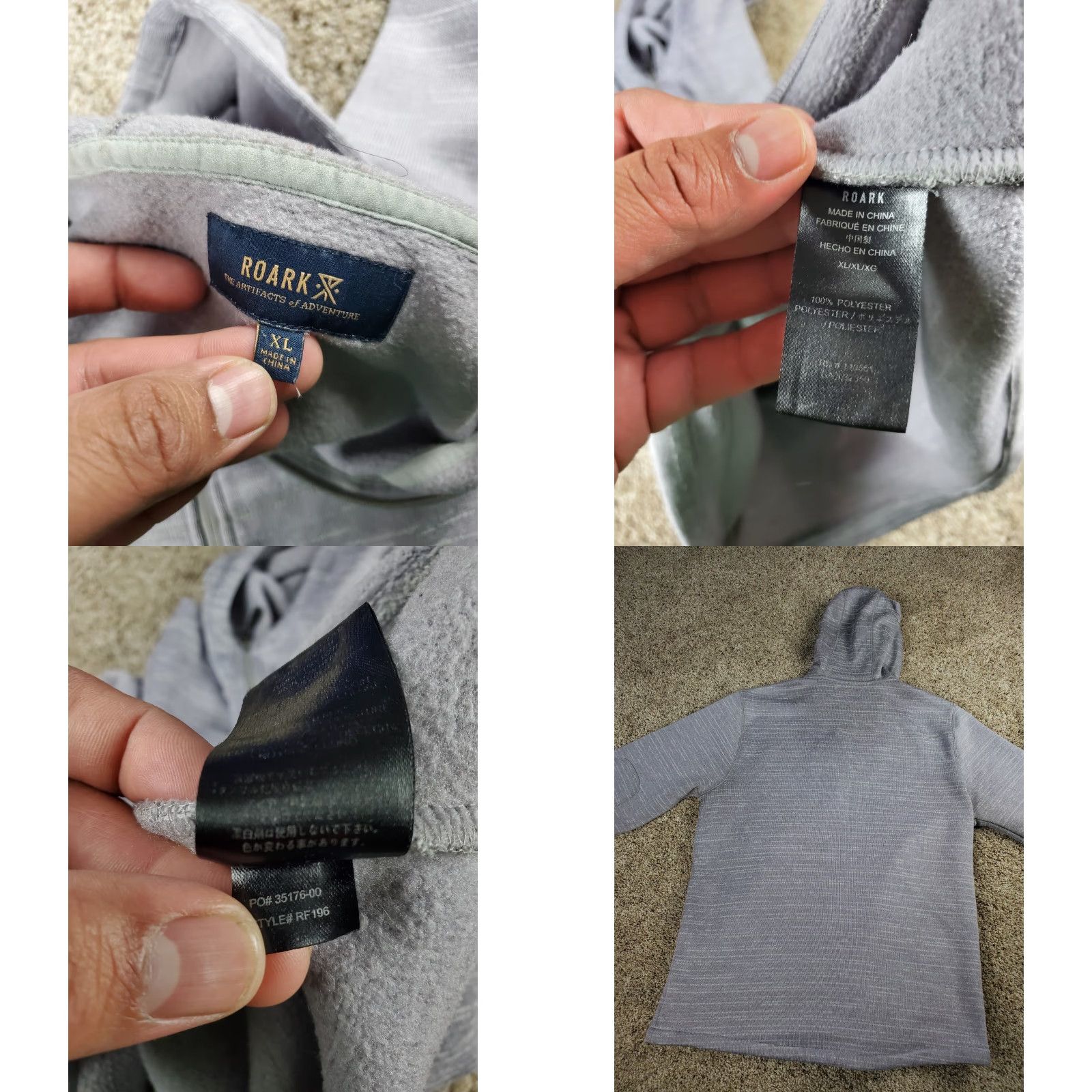 Roark Roark Roadrunner Hoodie XL Mens Gray Full Zip Fleece Outdoor Outdoor All Seasons Zip Mock Neck Pocket Logo Distressed? Size US XL / EU 56 / 4 - 8 Thumbnail