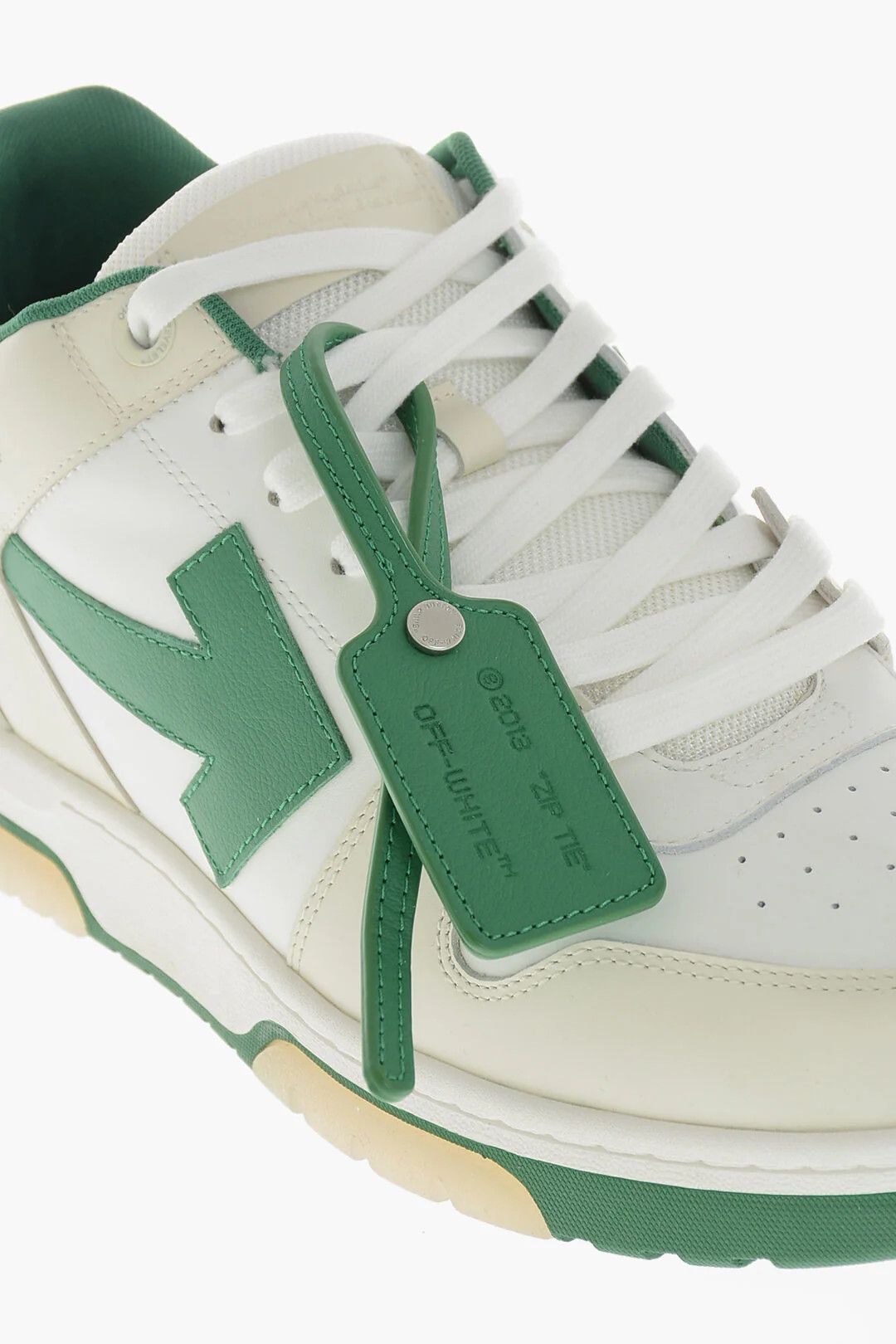 Off-White og1mm0426 Two-Tone Leather Low-Top Sneakers in White & Green Size US 15 / EU 48 - 4 Thumbnail