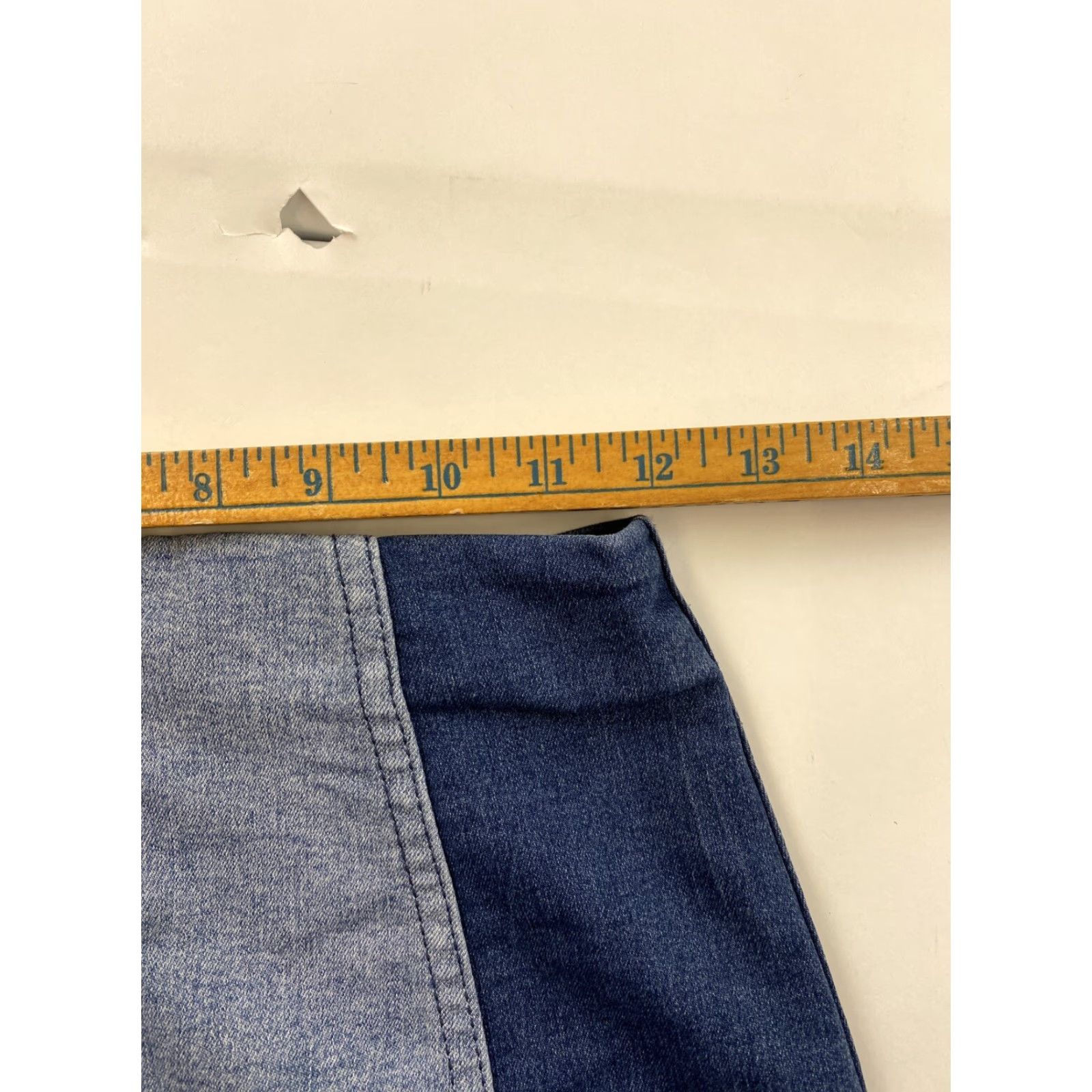 Free People Free People Mini Skirt 2 Blue Two Toned Denim Skirt Womens Short 90s University Zipper Multicolor Denim Spring Summer Fall Size 26" / US 2 / IT 38 - 4 Thumbnail