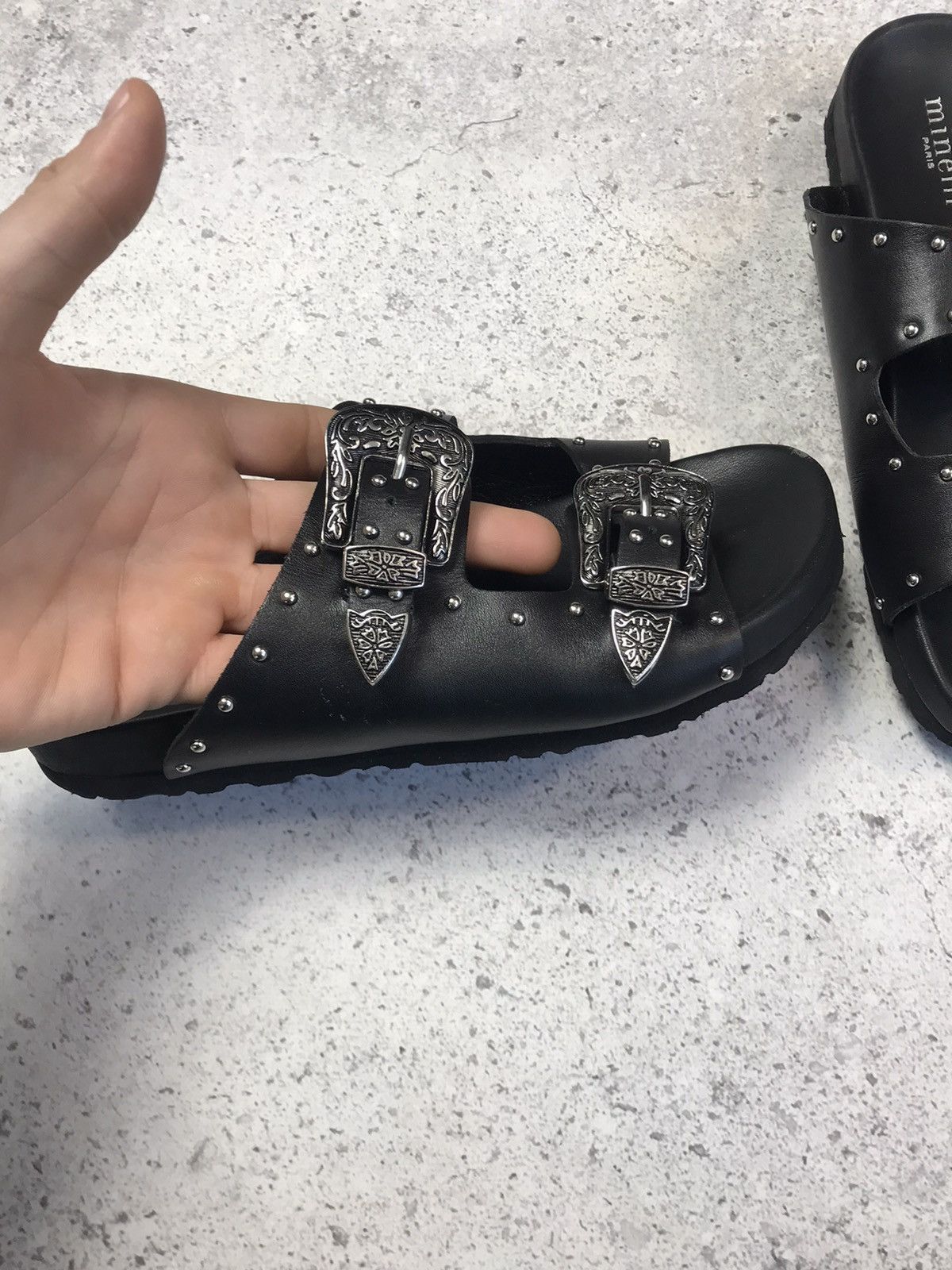 Japanese Brand Minelli Black Mule Toga Style Sandals Size US 8 / IT 38 - 4 Thumbnail