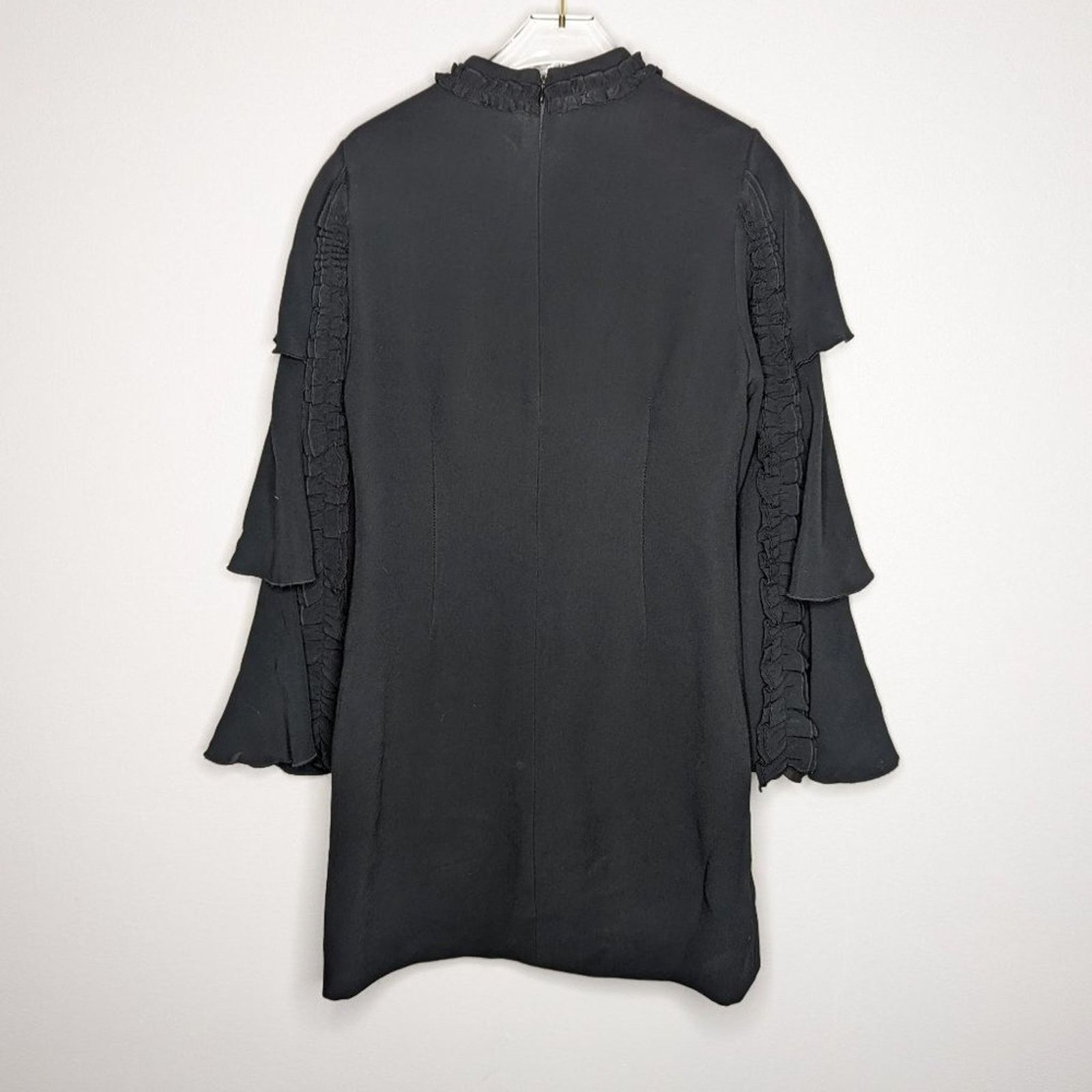 ALEXIS Alexis Black Marianne Tiered Bell-Sleeve Crepe Mini Dress M Size M / US 6-8 / IT 42-44 - 2 Thumbnail