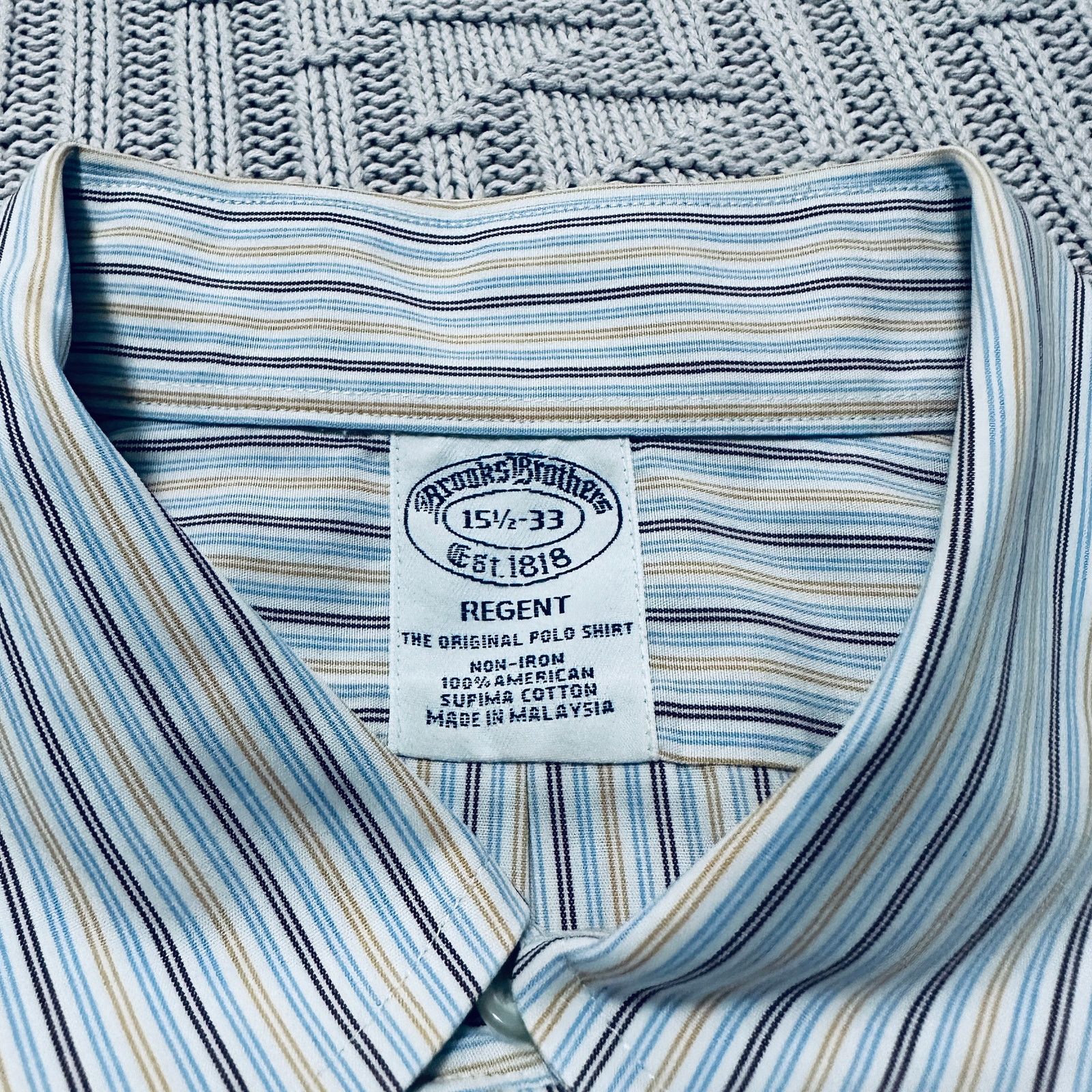 Brooks Brothers Brooks Brothers brown and blue stripe regent fit button down Size US M / EU 48-50 / 2 - 5 Thumbnail