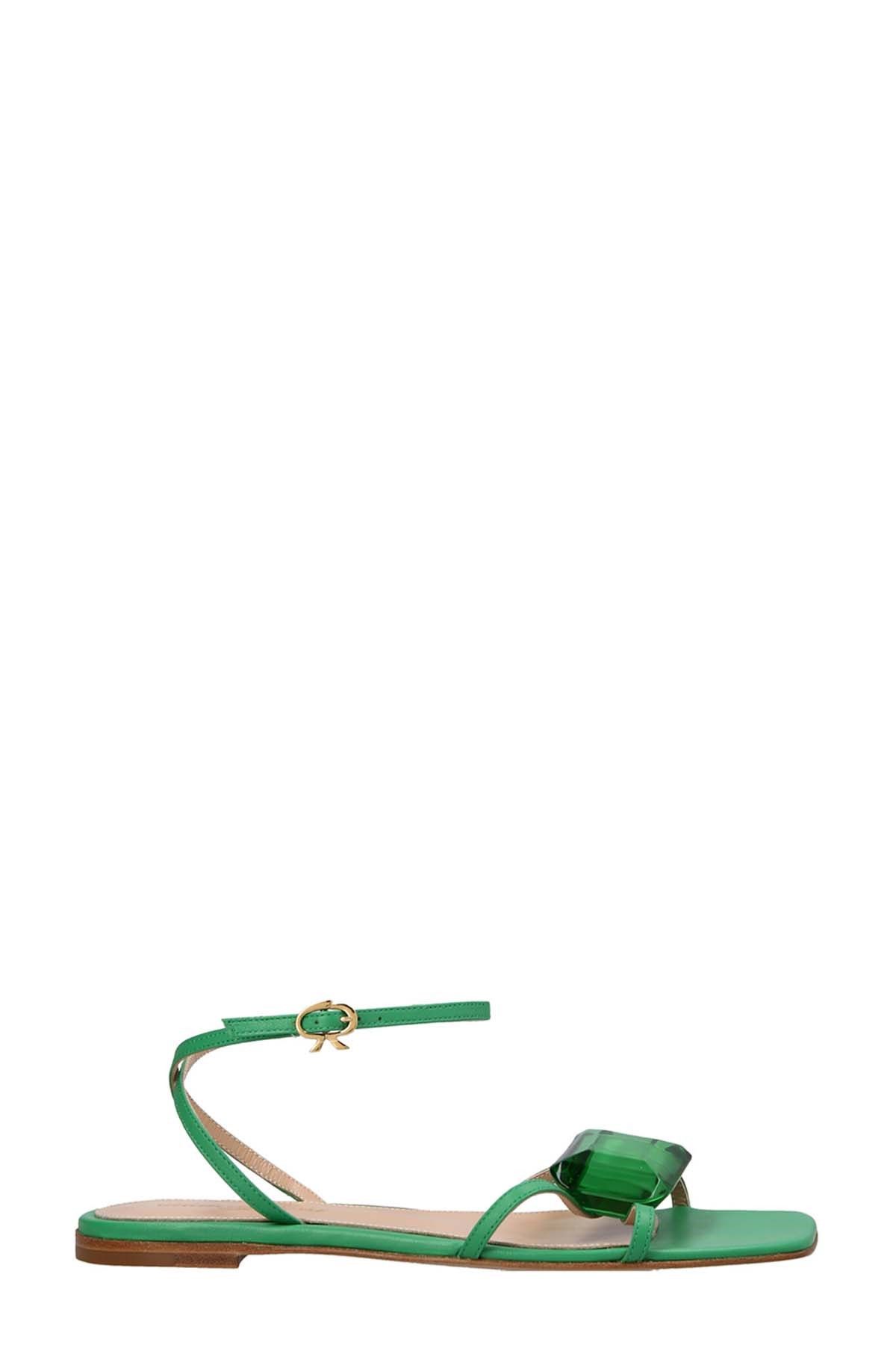 image of Gianvito Rossi Jewel Sandals in Green, Women's (Size 7)
