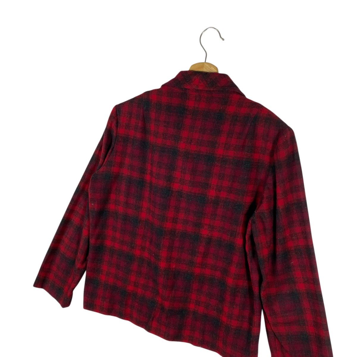 Pendleton Vintage 50s Pendleton Shirt Jacket Red Plaid Wool Shacket Size M / US 6-8 / IT 42-44 - 11 Thumbnail