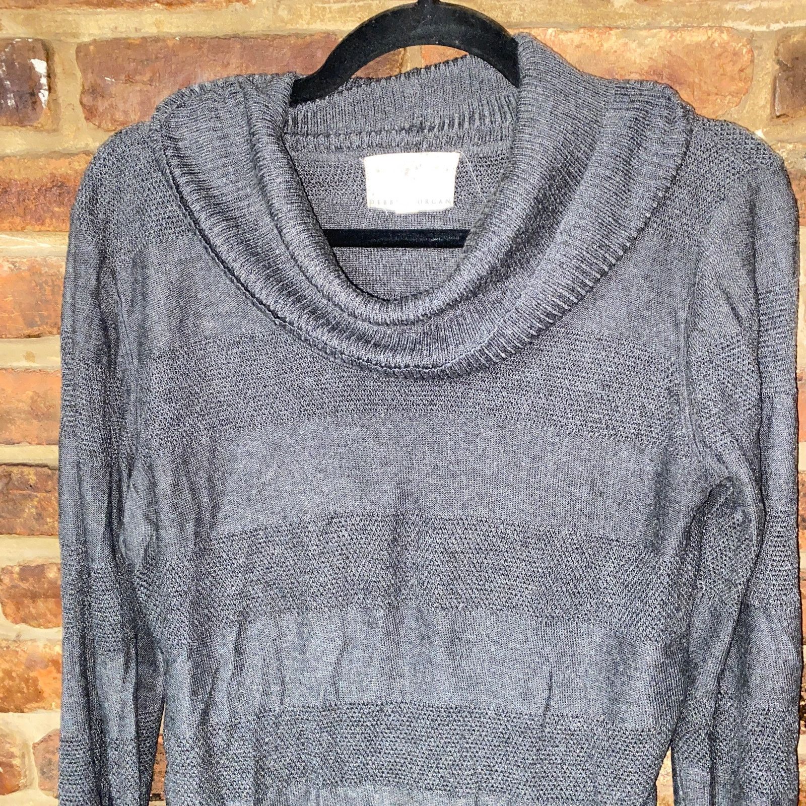 Other Debbie Morgan Gray Striped Cowl Turtleneck Sweater Medium Size M / US 6-8 / IT 42-44 - 2 Thumbnail
