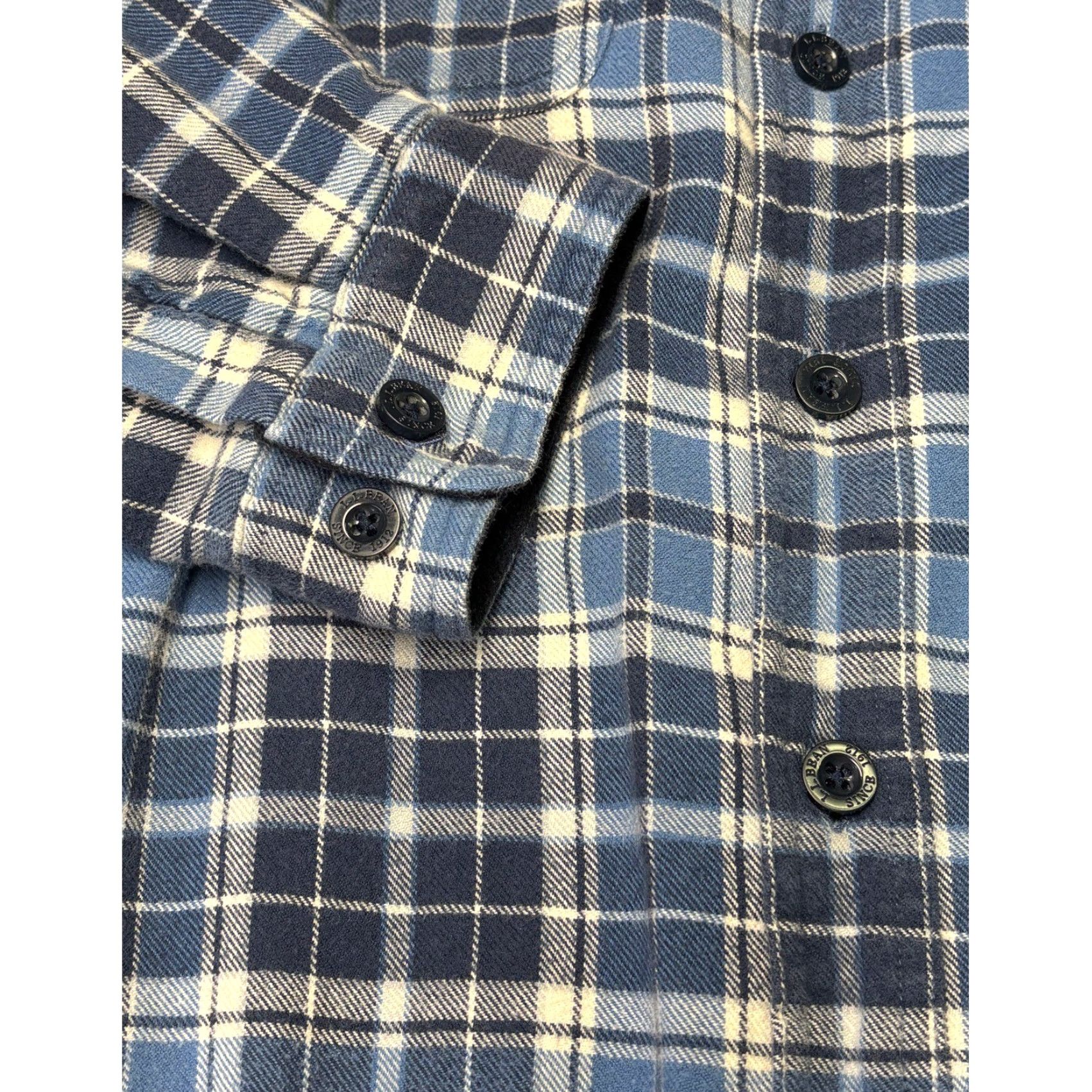 Vintage LL Bean Fleece Lined Flannel Shirt Mens Large Blue Plaid Traditional Fit Size US L / EU 52-54 / 3 - 3 Thumbnail