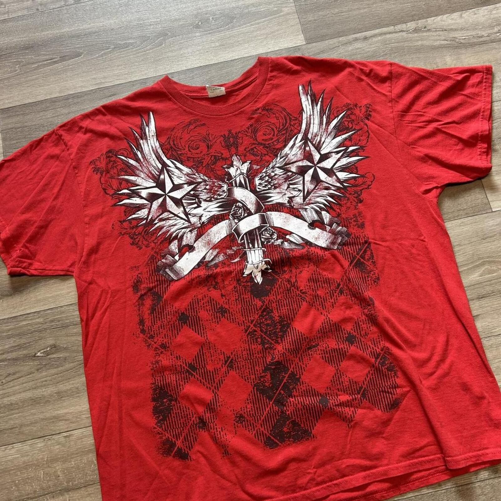 Affliction Vintage Y2K Red affliction style tee wings cross design XXL Size US XXL / EU 58 / 5 - 2 Thumbnail