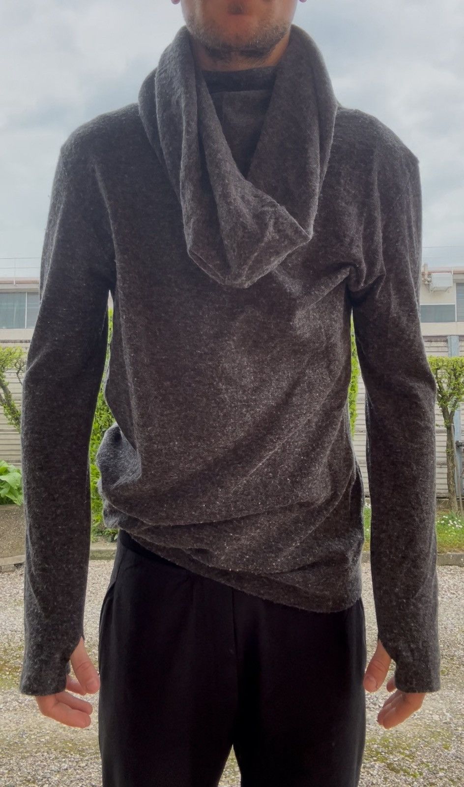 Juun.J grey asymmetric wool sweater knit NEW margiela rick owens 48 Size US M / EU 48-50 / 2 - 1 Thumbnail